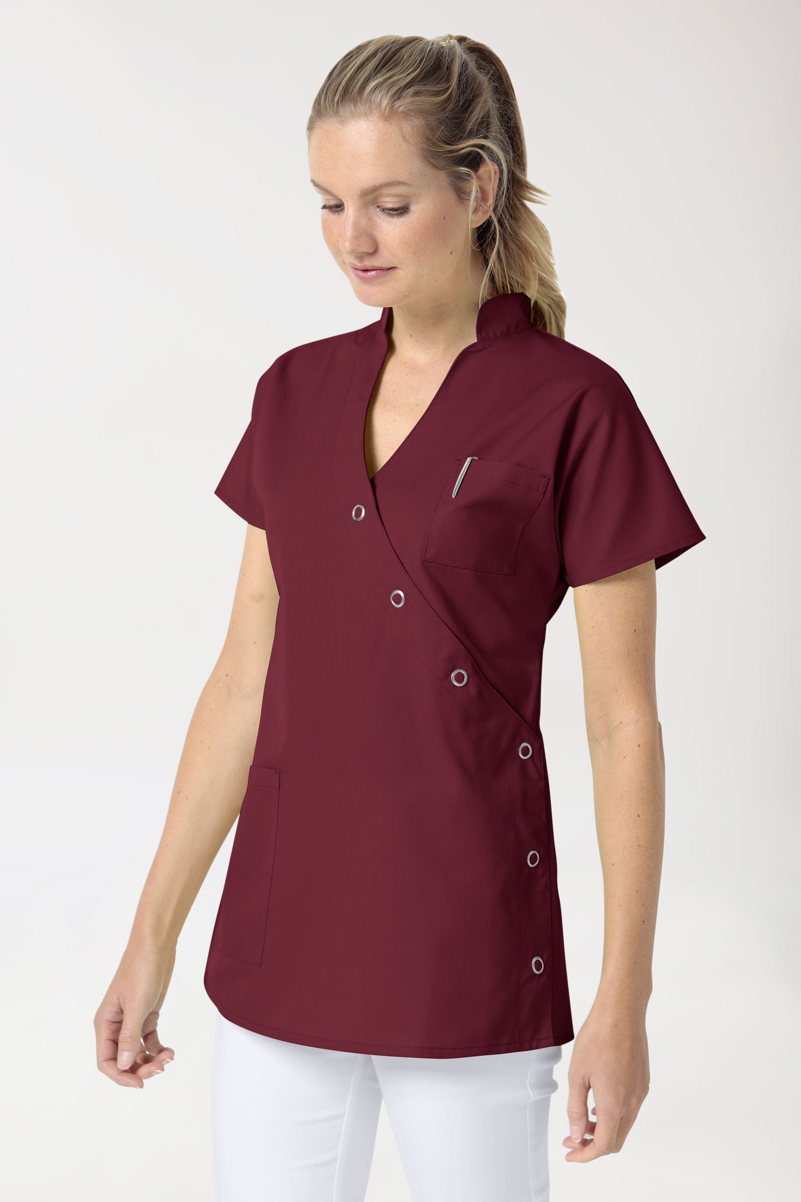 JUST STRONG tuniek dames - drukknoopsluiting bordeaux