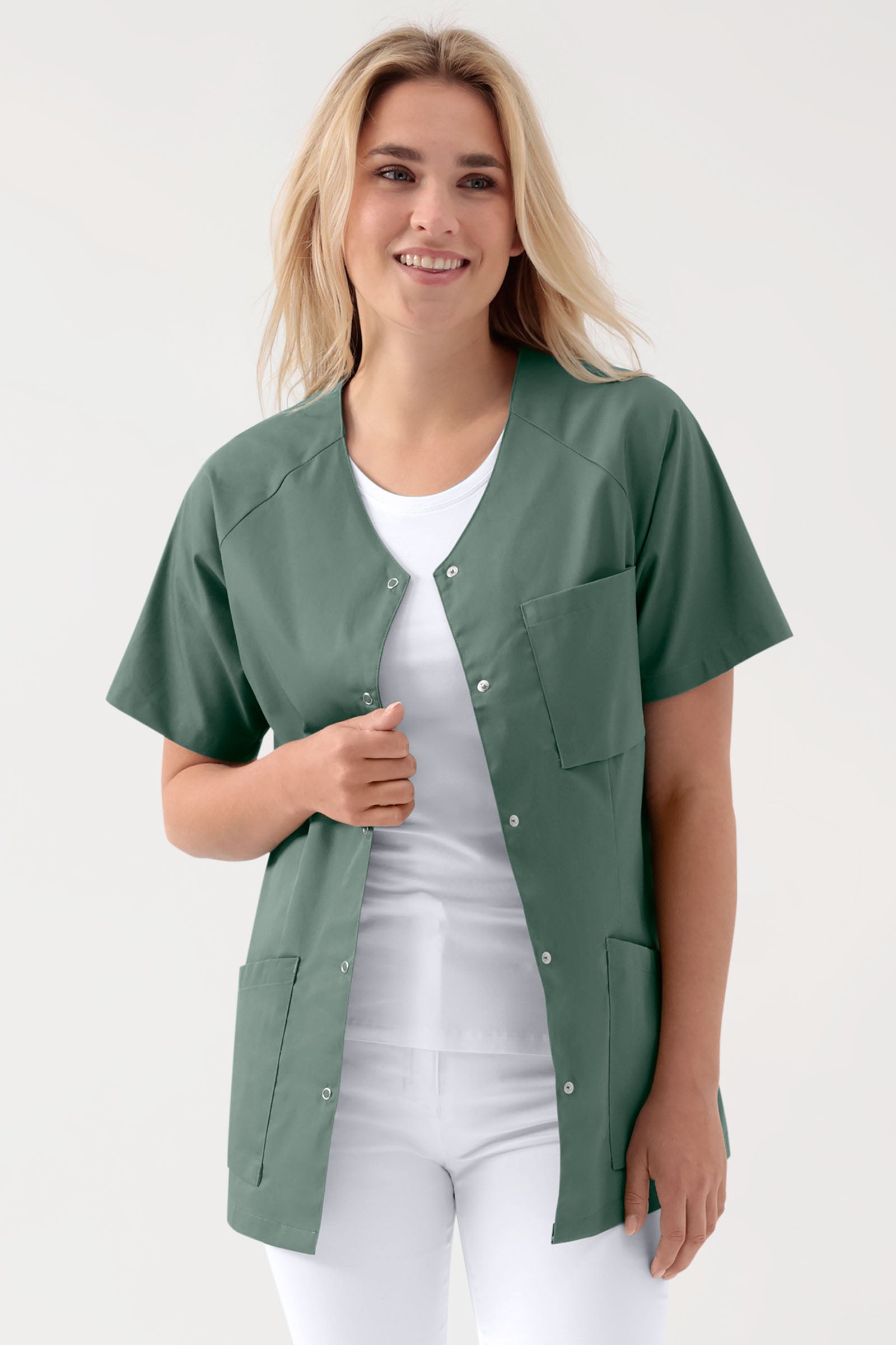 Tuniek-tuniek dames - drukknoopsluiting donkergroen