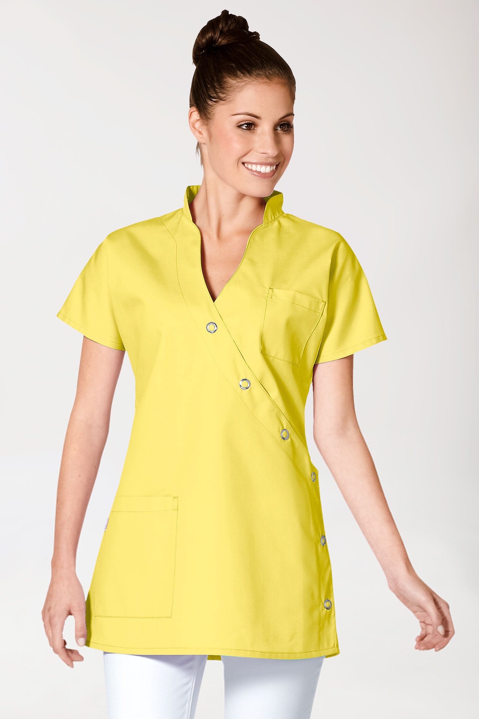 JUST STRONG tuniek dames - drukknoopsluiting geel