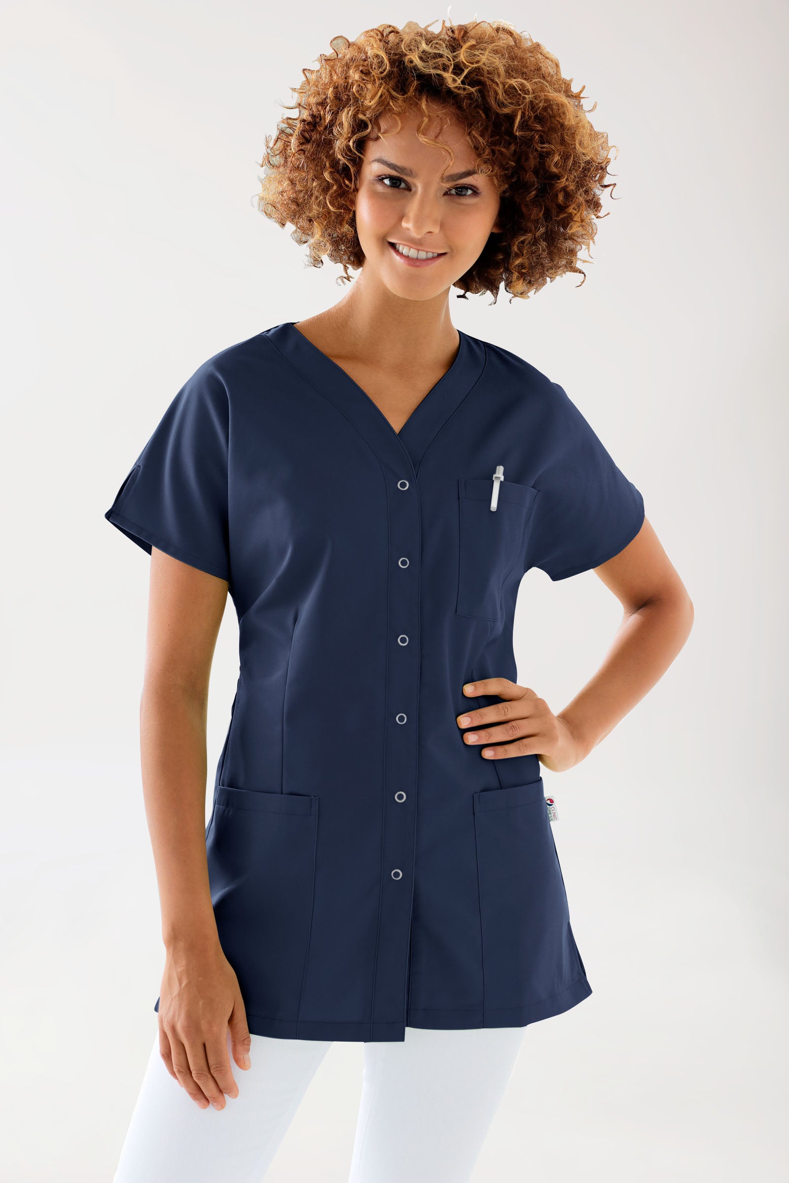 JUST STRONG tuniek dames - doorknoopsluiting navy
