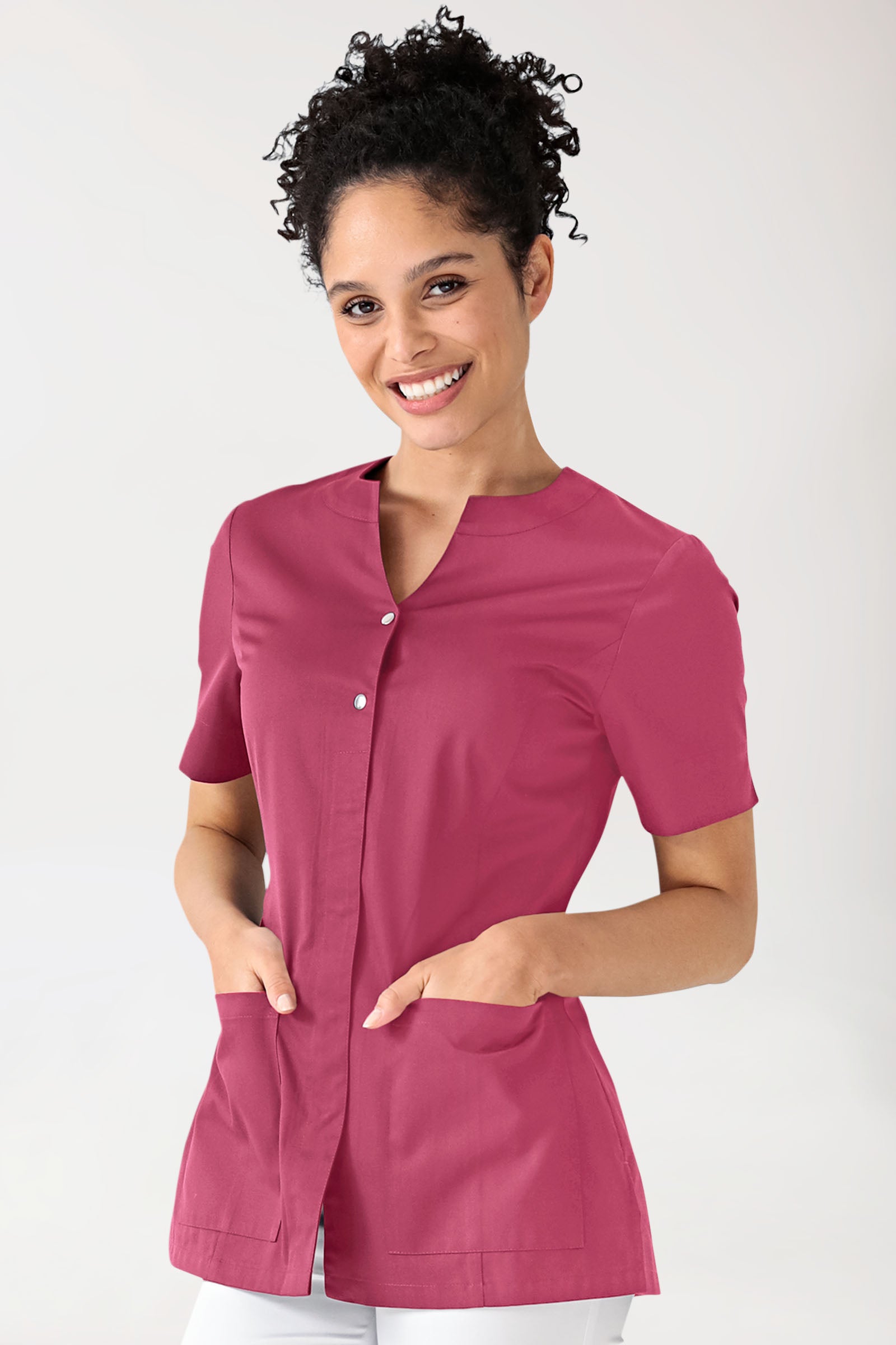 Tuniek dames - bedekte knoopsluiting oud rose