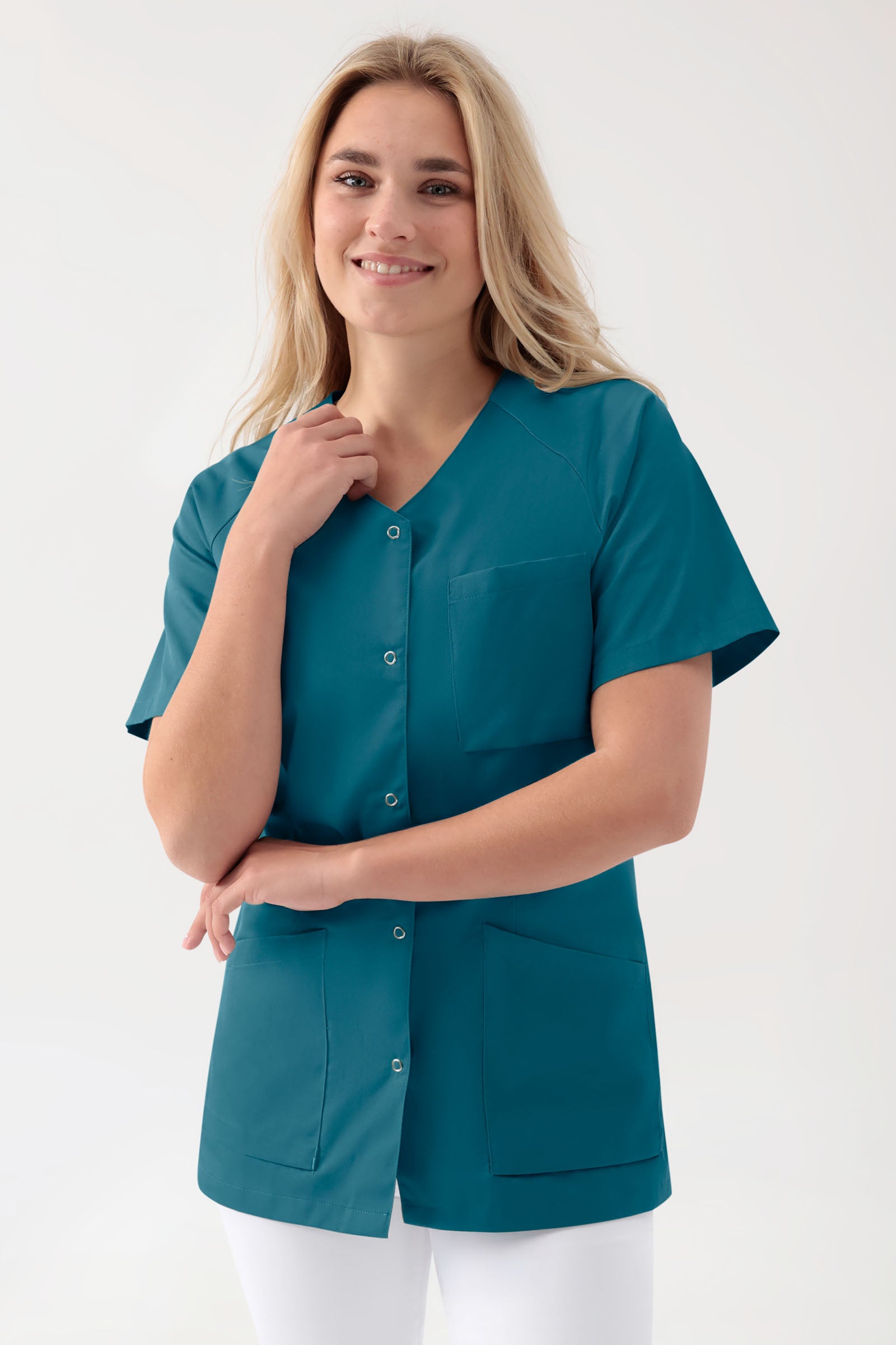 Tuniek-tuniek dames - drukknoopsluiting petrol