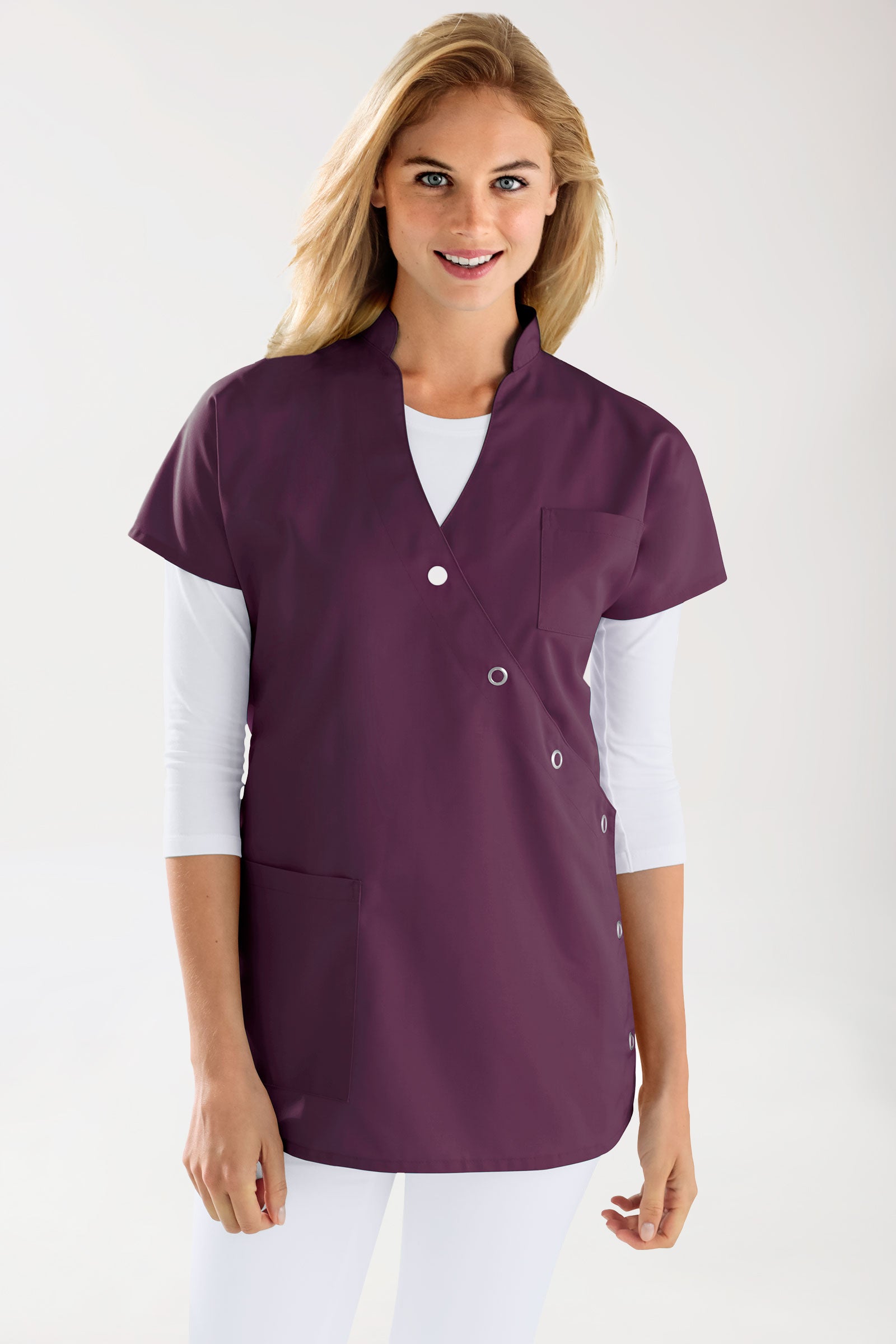 JUST STRONG tuniek dames - drukknoopsluiting pruimen