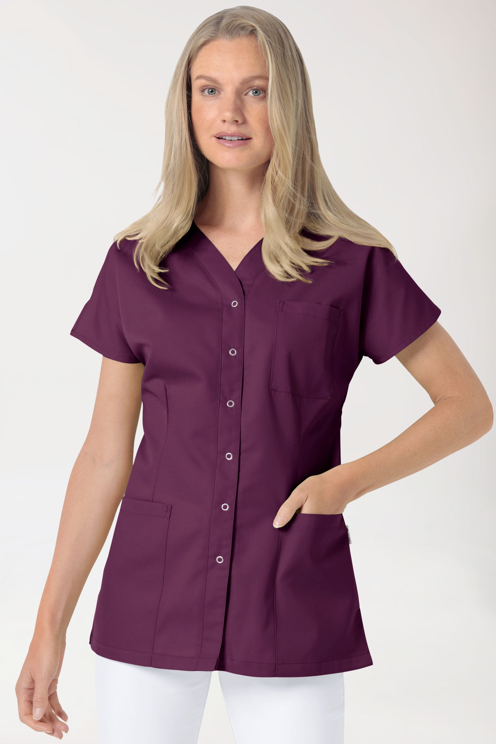 JUST STRONG tuniek dames - doorknoopsluiting pruimen