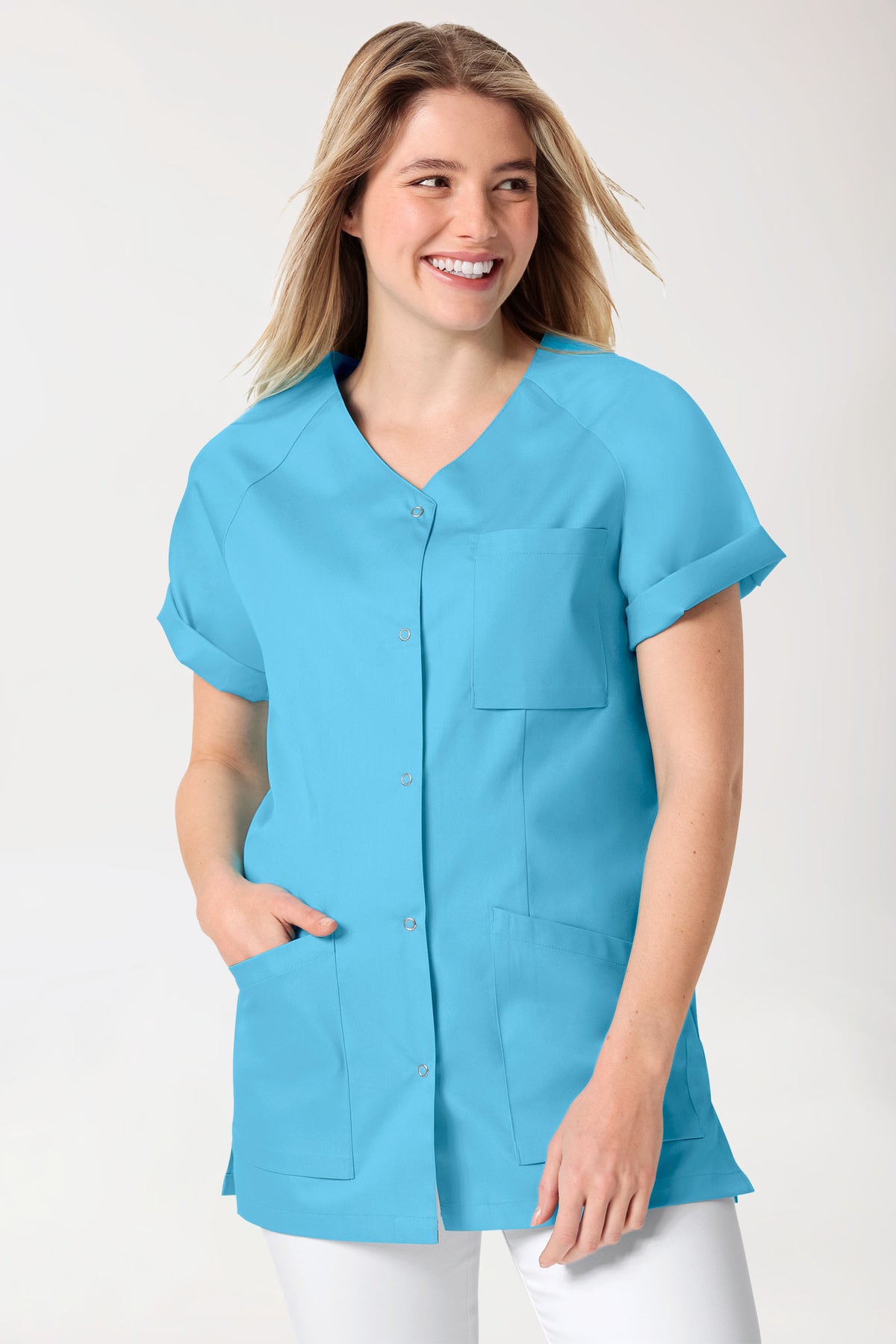 CORE tuniek dames - doorknoopsluiting turquoise