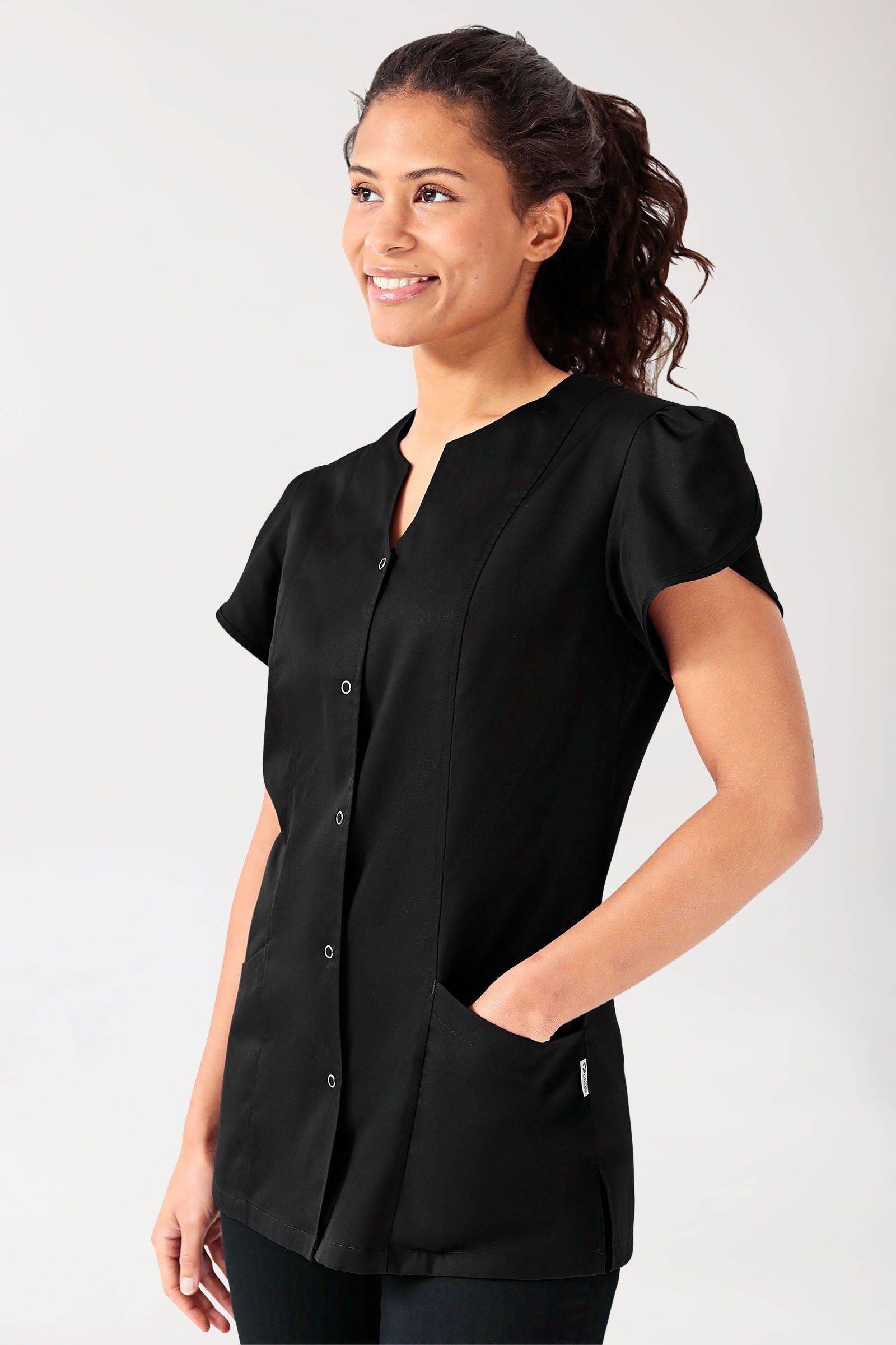 Beauty tuniek dames - met pofmouw zwart