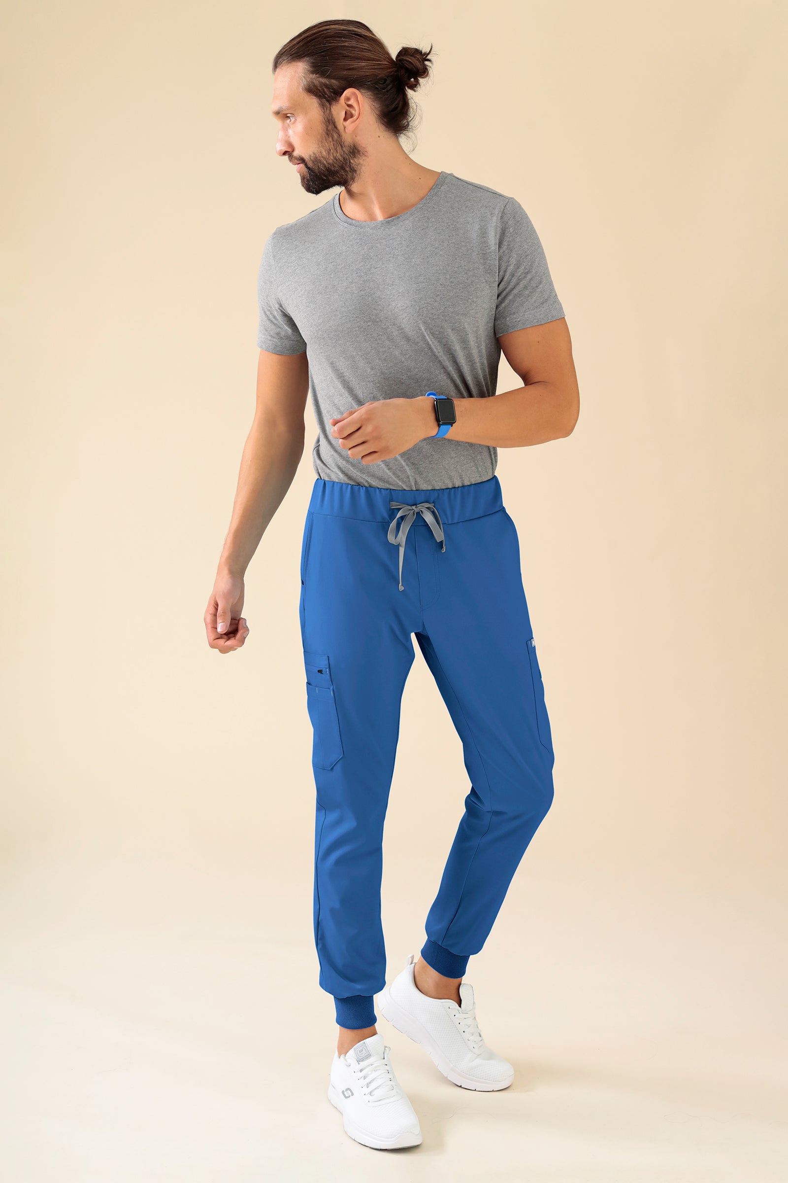 KAERE broek heren - zoom met elastische boord en beenzak blauw