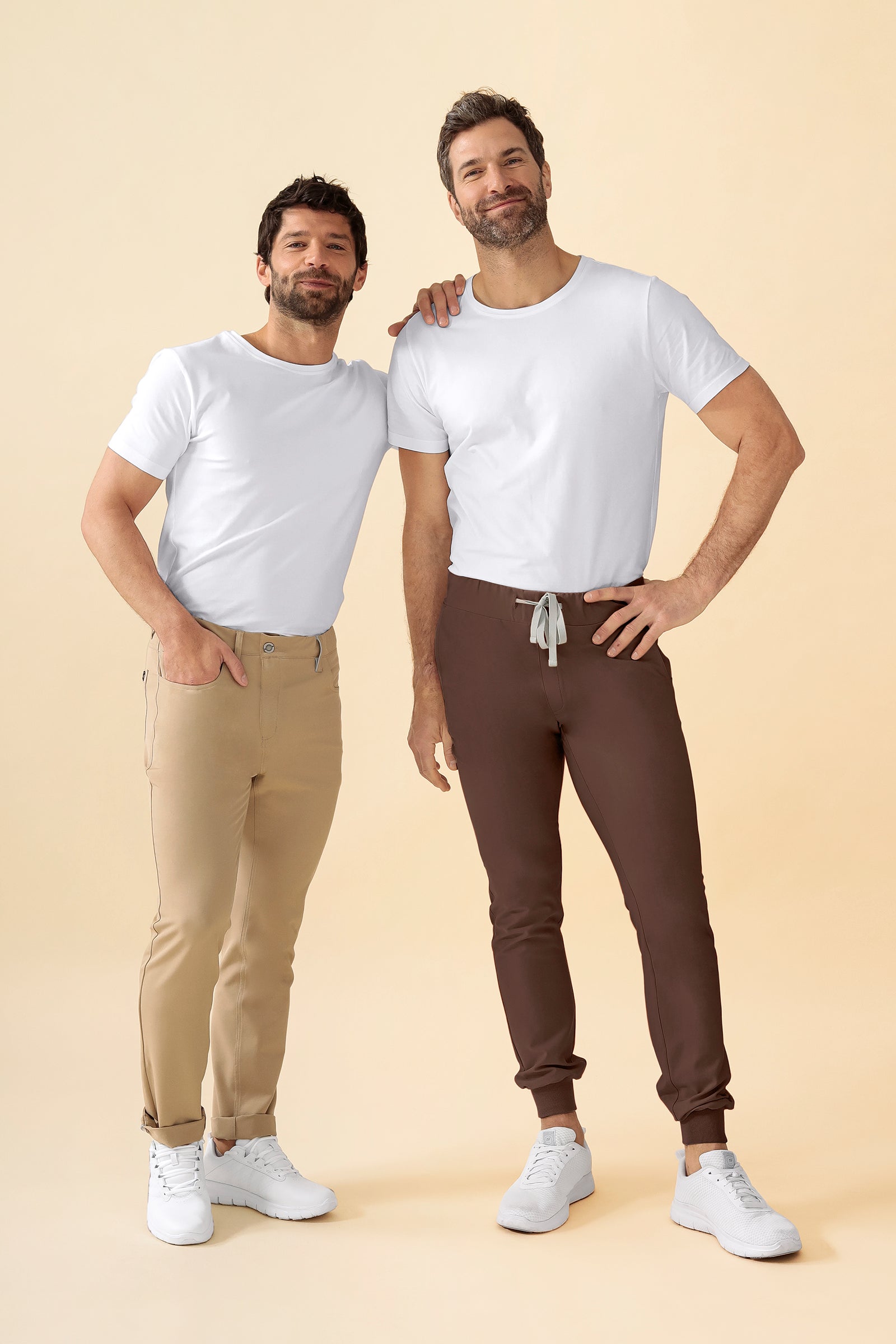 KAERE broek heren - zoom met elastische boord zonder beenzak coffee