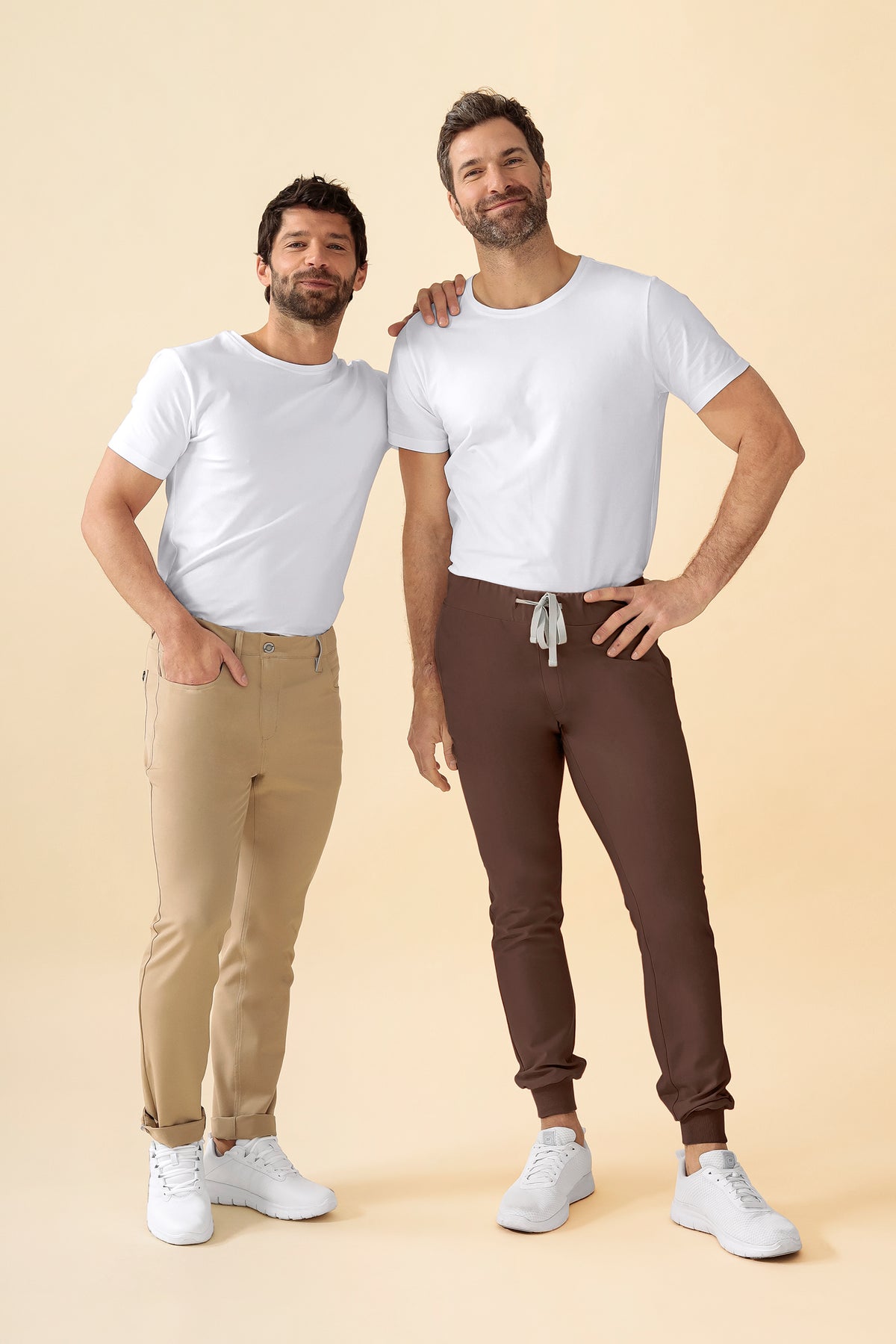 KAERE broek heren - zoom met elastische boord zonder beenzak coffee, Voorzijde view