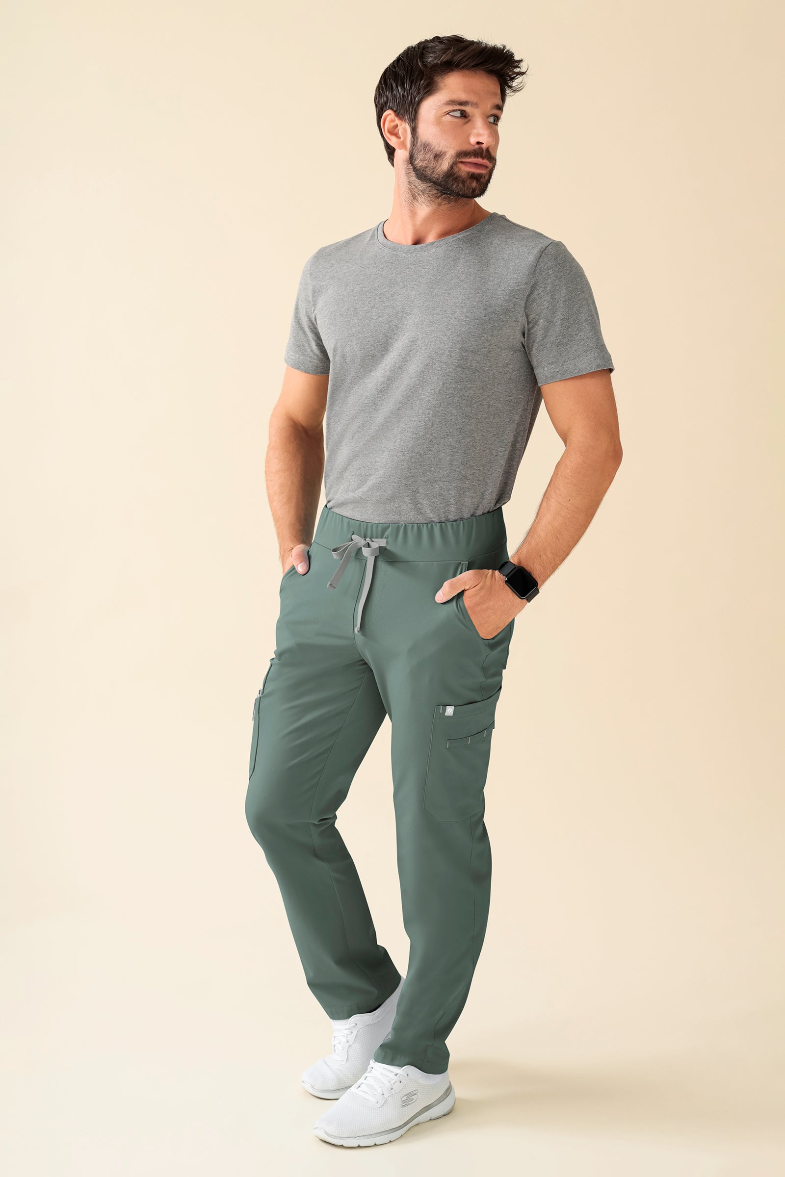 KAERE broek heren - korte maat met beenzak donkergroen