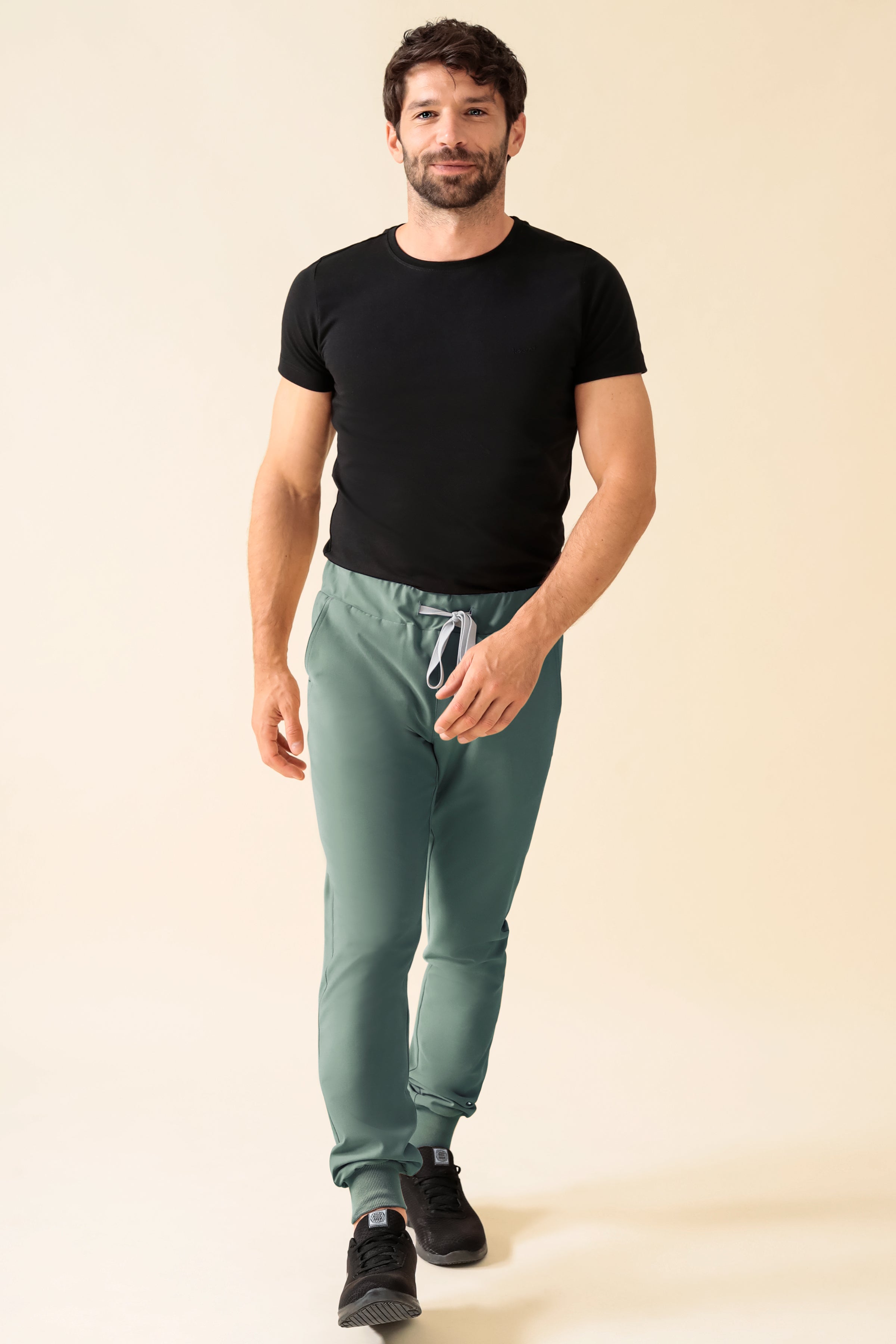 KAERE broek heren - zoom met elastische boord korte maat zonder beenzak donkergroen