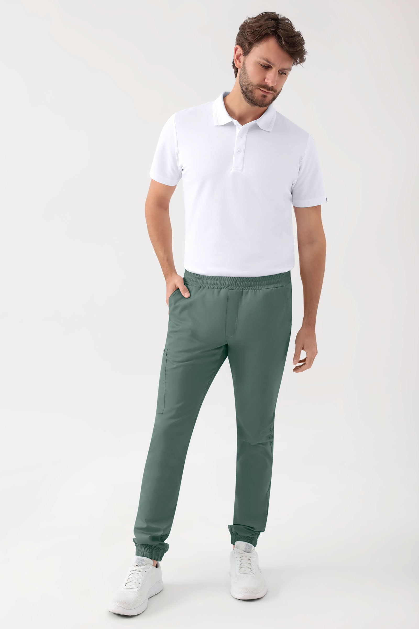 GREEN Stretch broek heren - joggingbroek style donkergroen