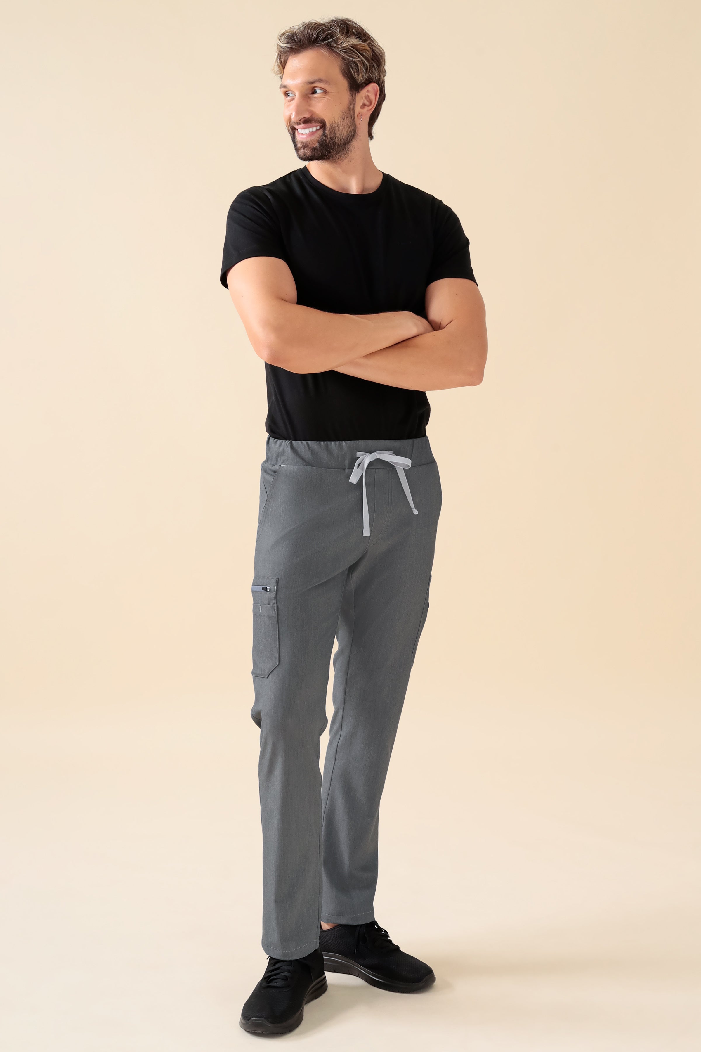 KAERE broek heren - met beenzak grijs melange