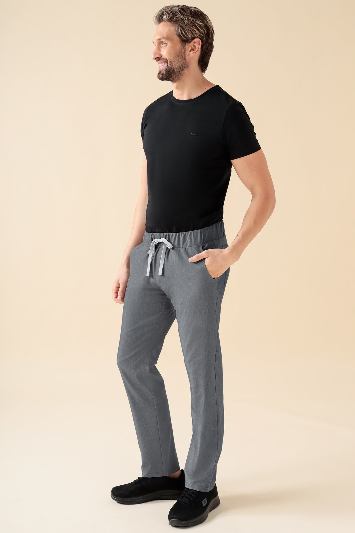 KAERE broek heren - zonder beenzak grijs melange, Voorzijde view