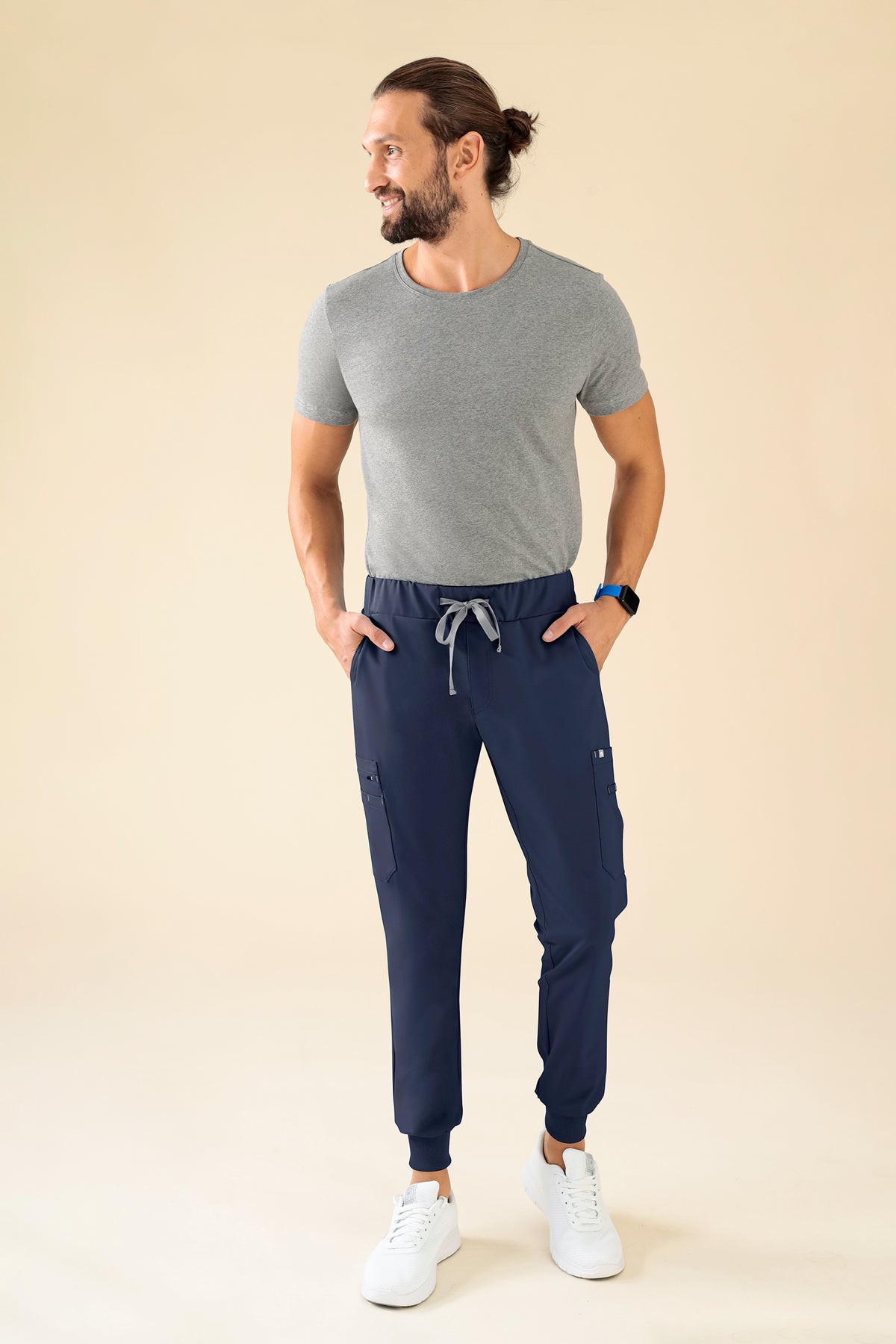 KAERE broek heren - zoom met elastische boord en beenzak navy