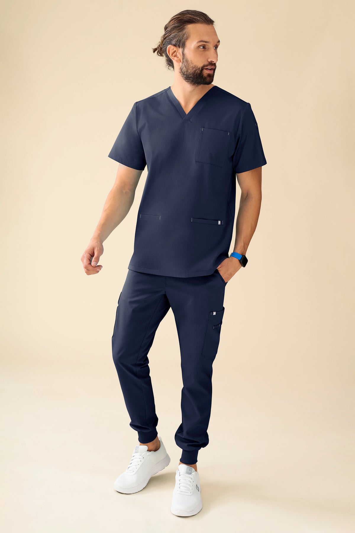 KAERE broek heren - zoom met elastische boord en beenzak navy