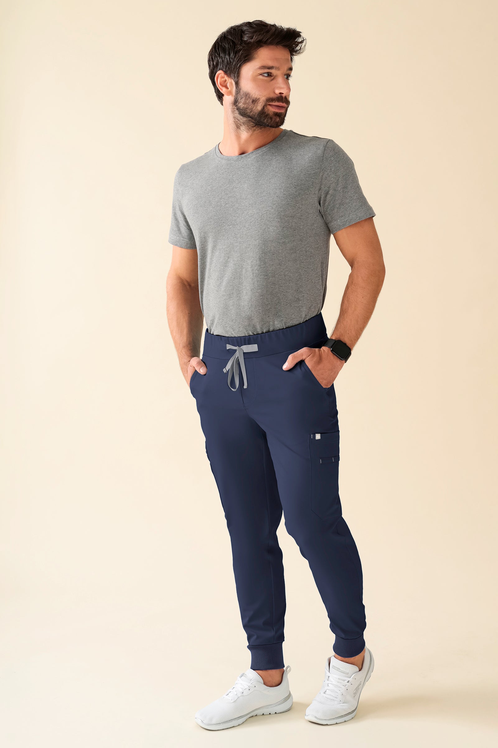 KAERE broek heren - zoom met elastische boord korte maat met beenzak navy