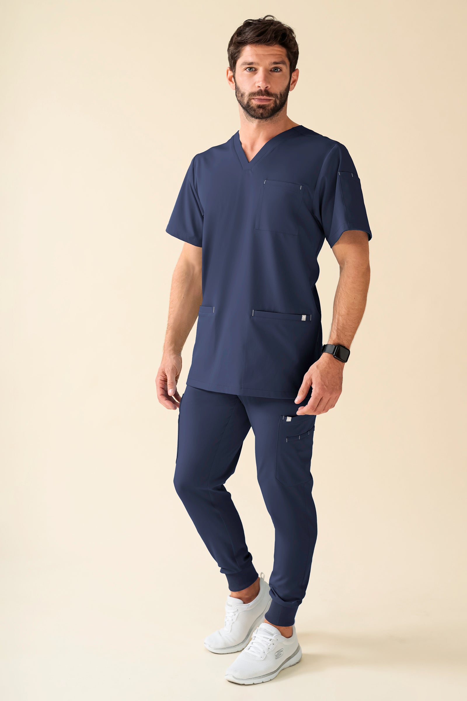 KAERE broek heren - zoom met elastische boord korte maat met beenzak navy