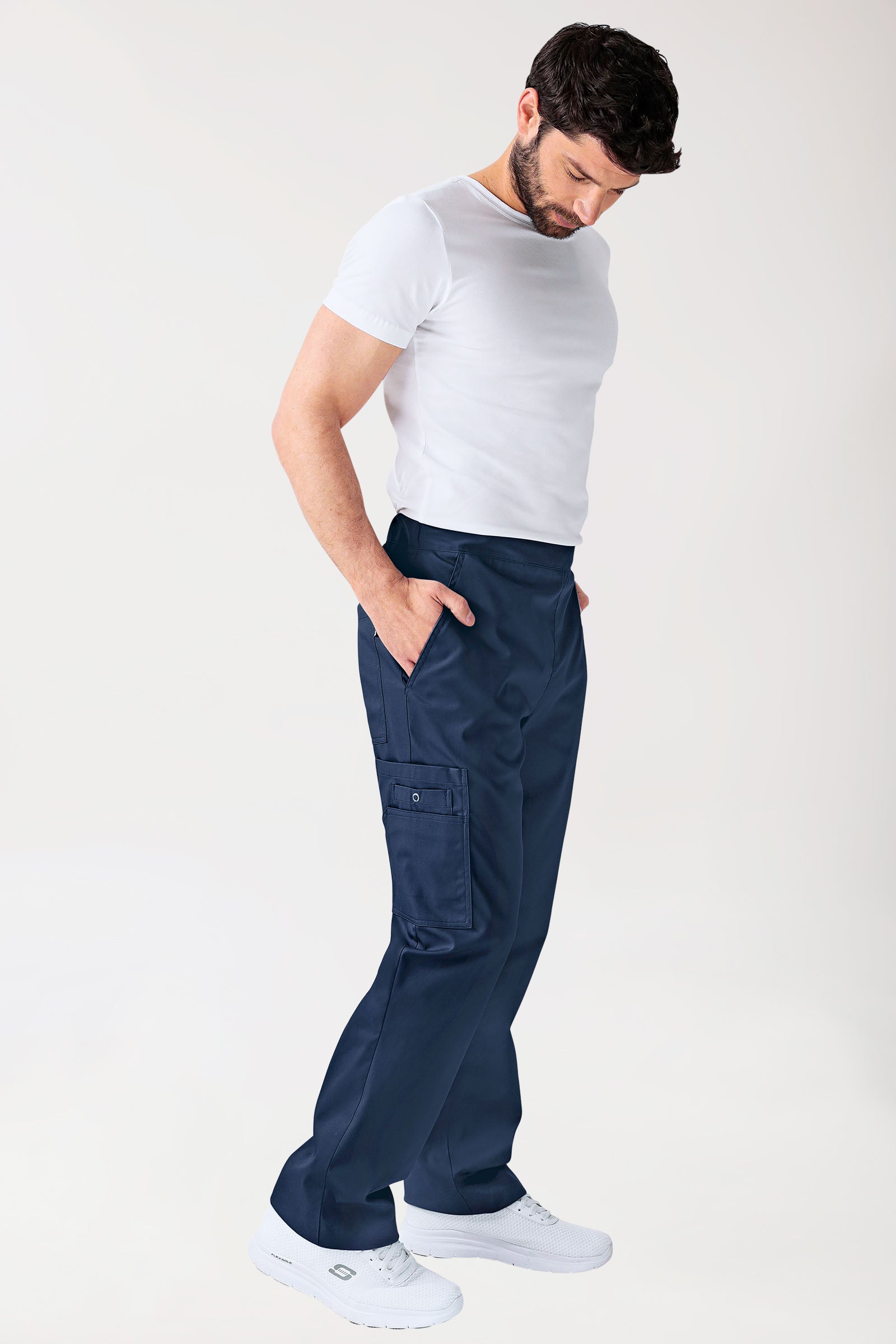 CLINIC STRETCH broek uniseks - met beenzak korte maat navy