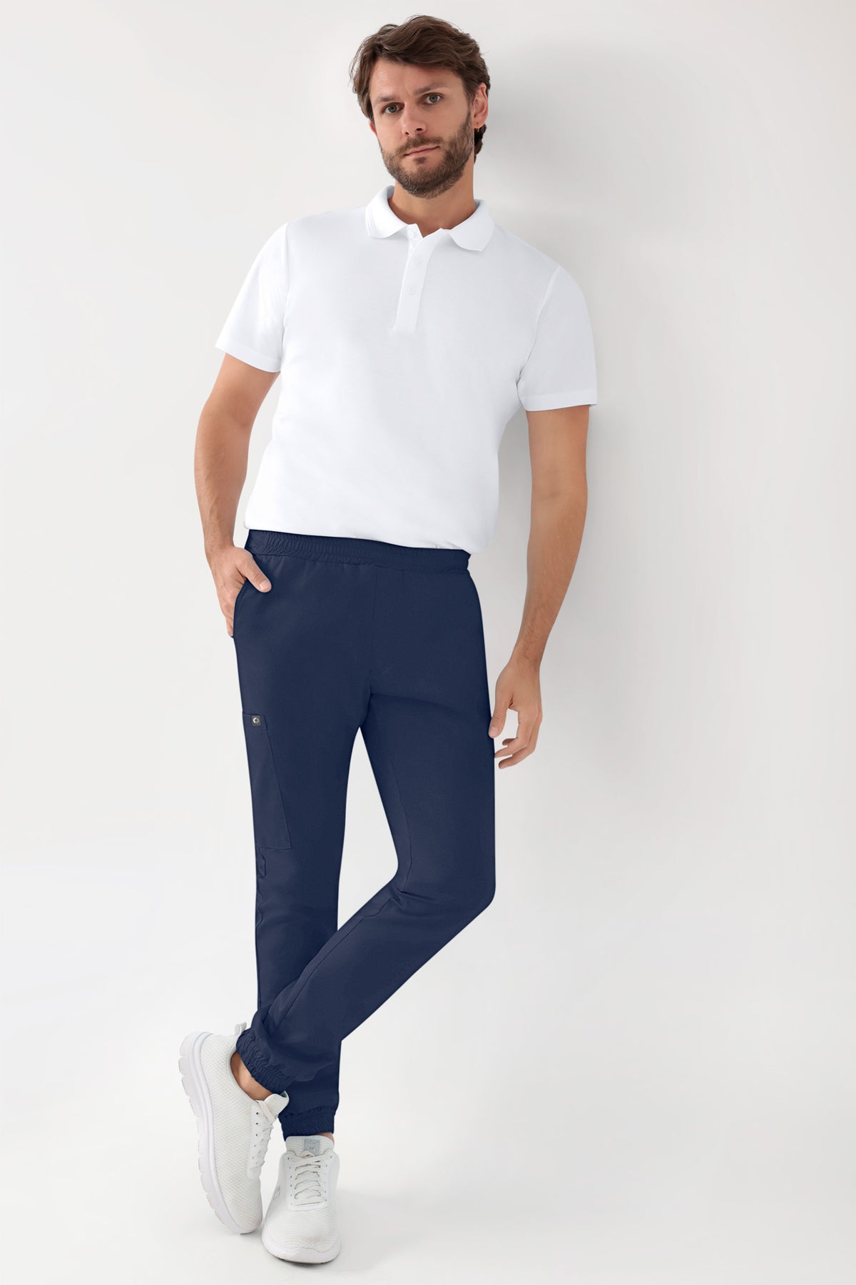 GREEN Stretch broek heren - joggingbroek style navy