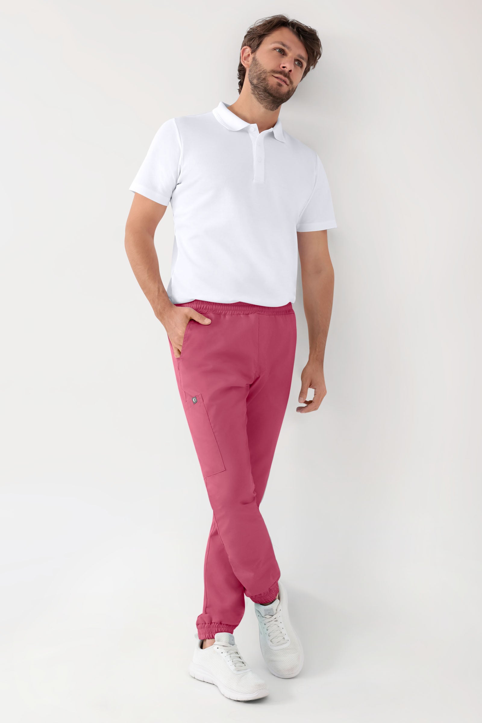 GREEN Stretch broek heren - joggingbroek style oud rose