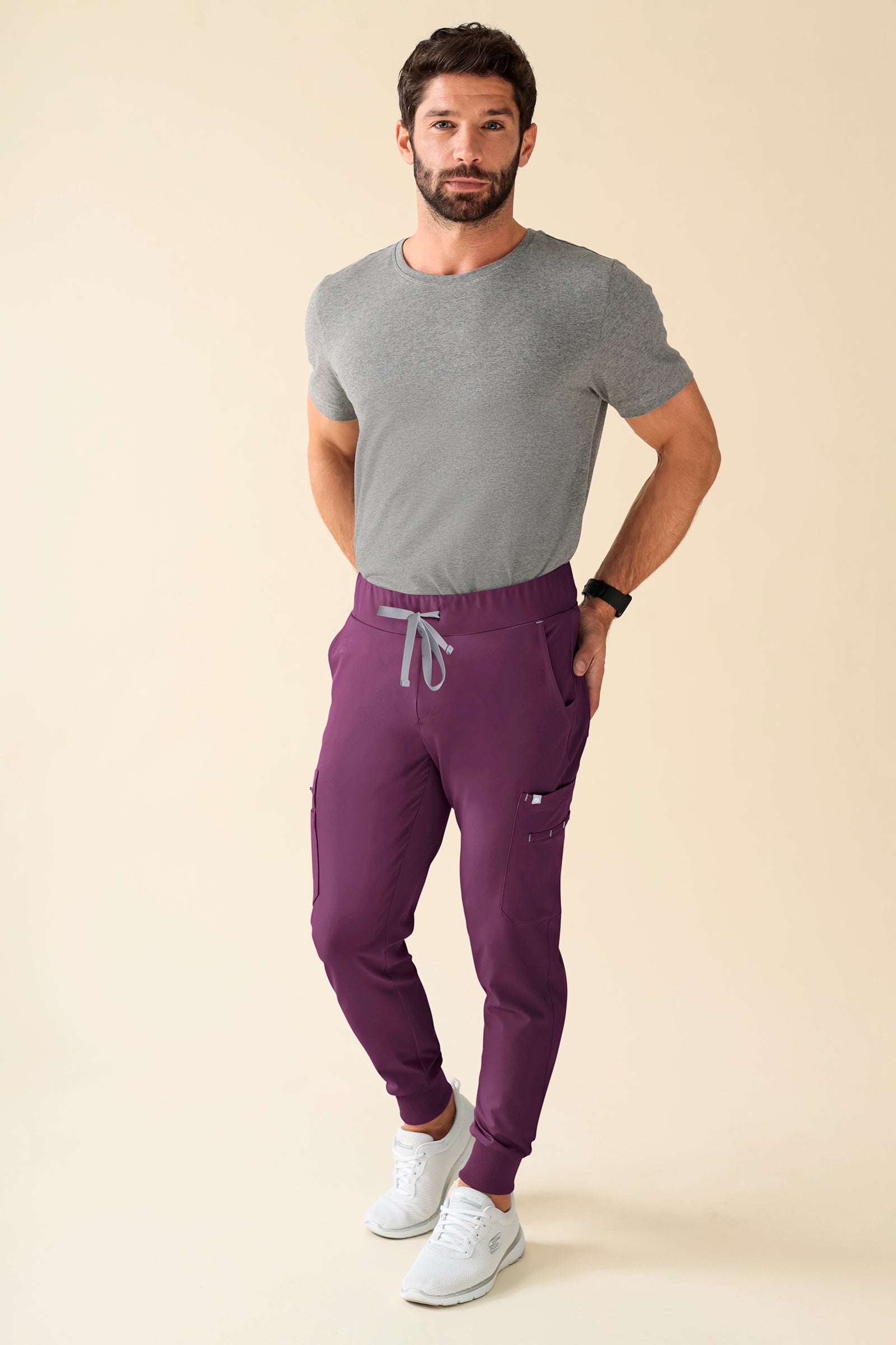 KAERE broek heren - zoom met elastische boord korte maat met beenzak pruimen