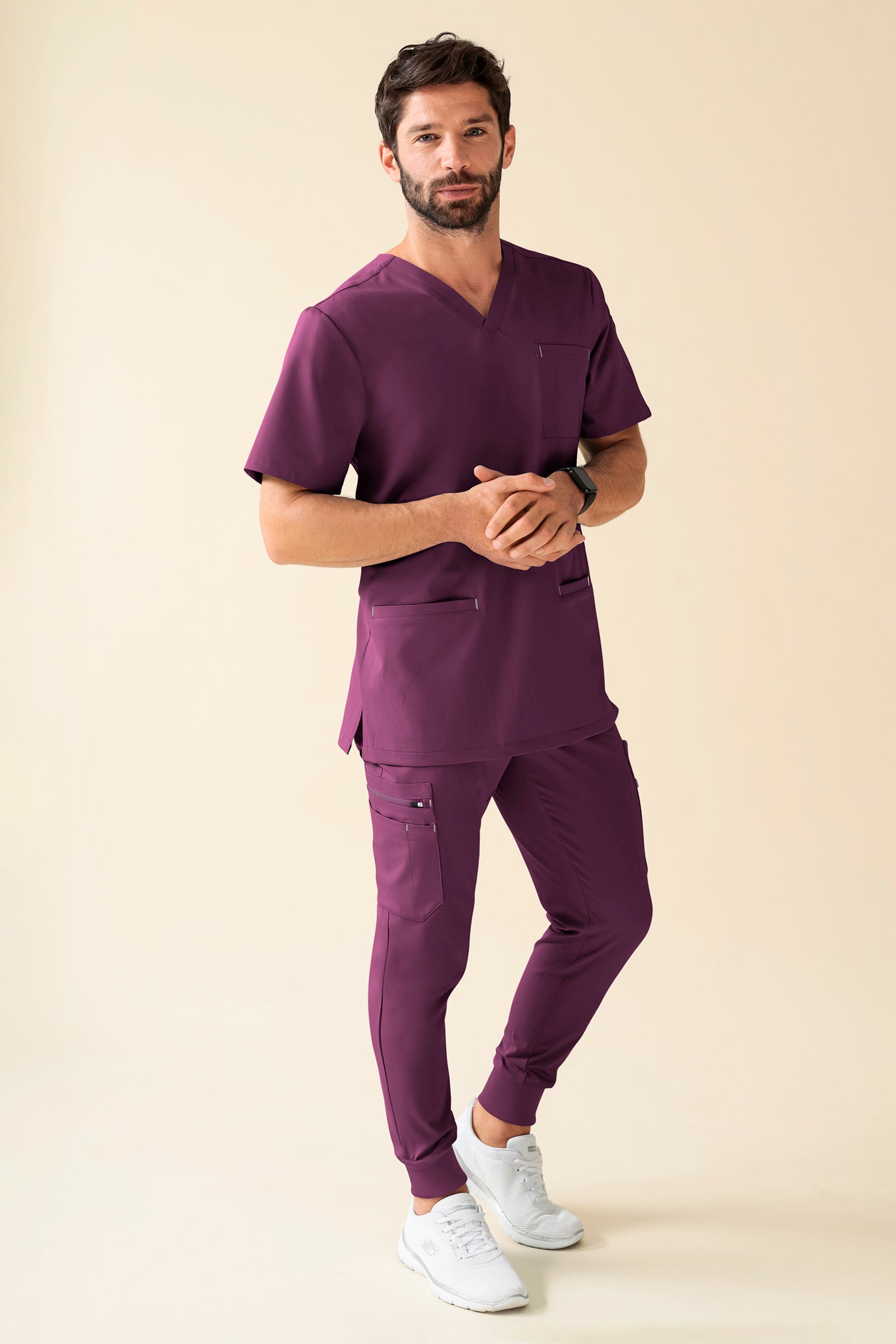 KAERE broek heren - zoom met elastische boord korte maat met beenzak pruimen