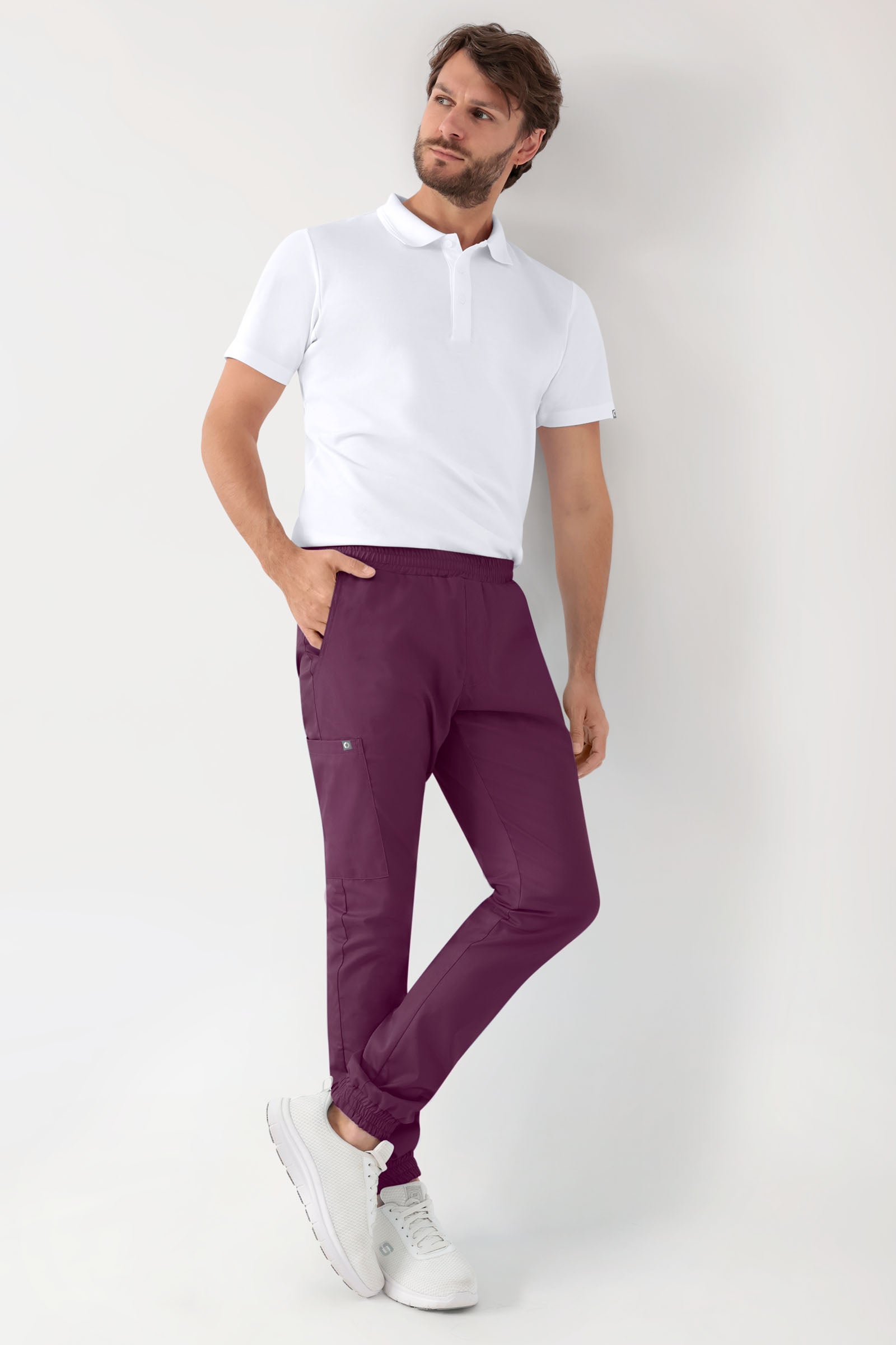 GREEN Stretch broek heren - joggingbroek style pruimen