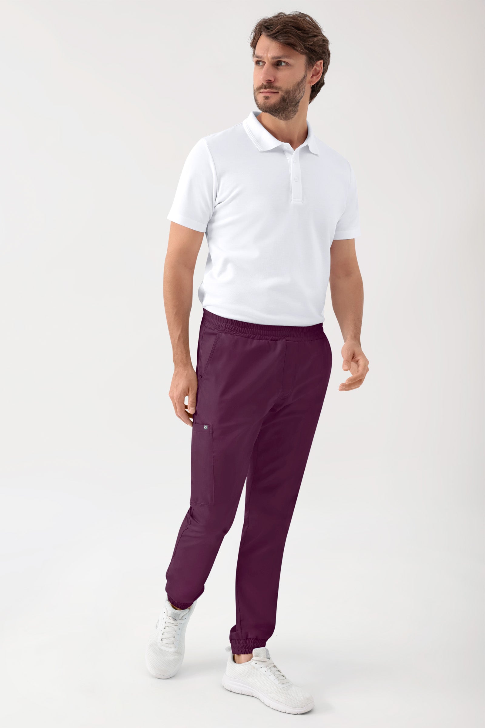 GREEN Stretch broek heren - joggingbroek style pruimen