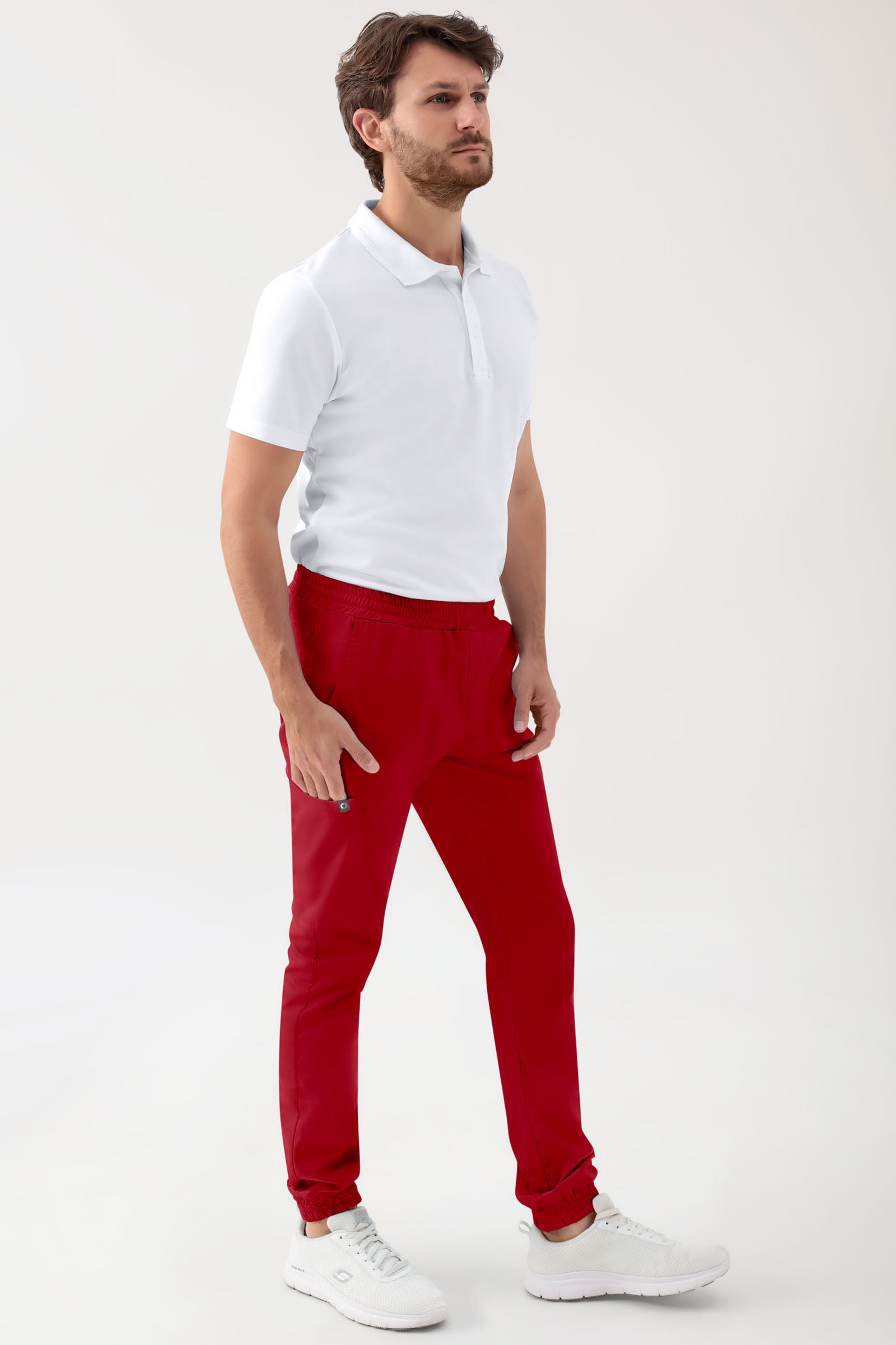 GREEN Stretch broek heren - joggingbroek style rood