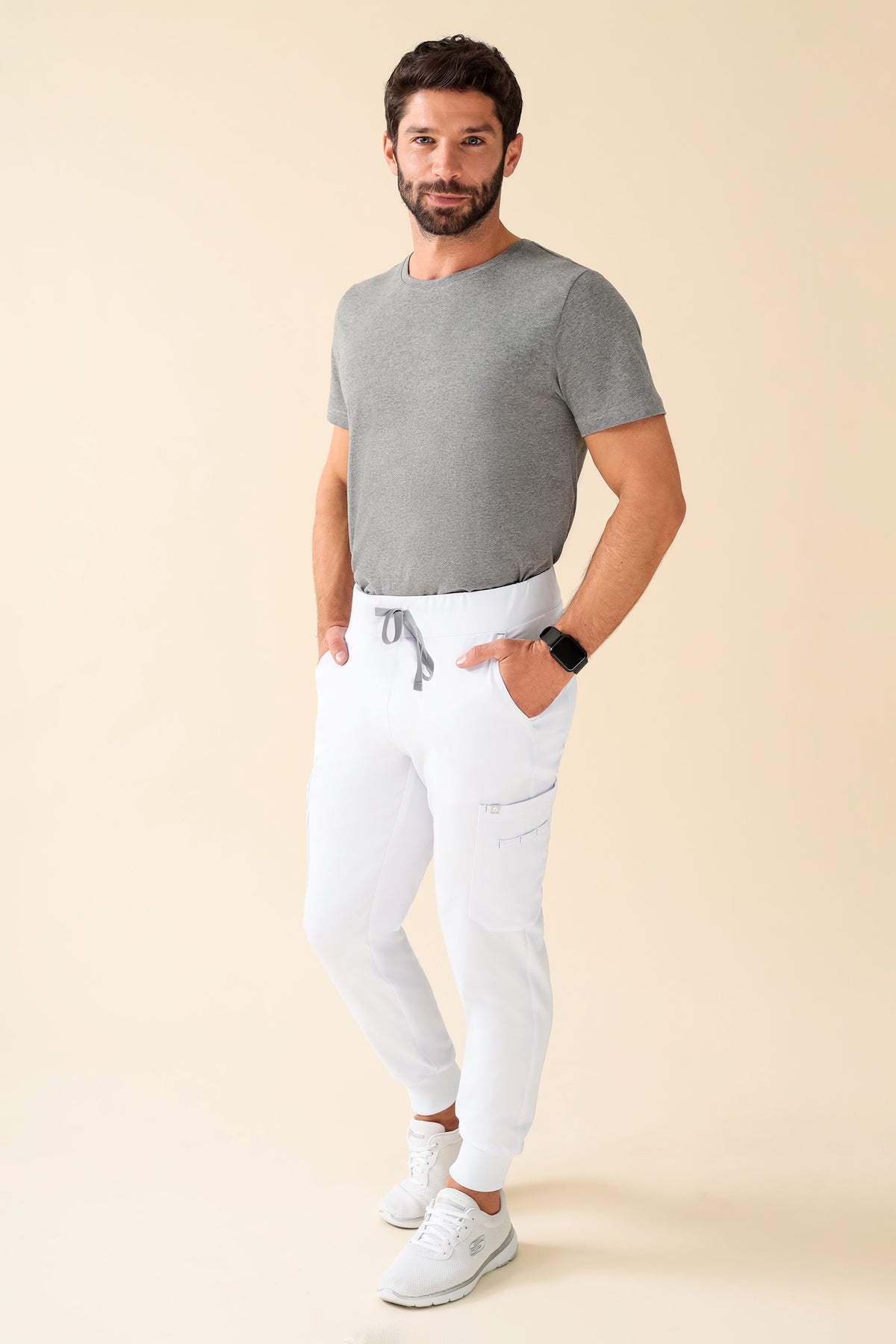 KAERE broek heren - zoom met elastische boord korte maat met beenzak wit
