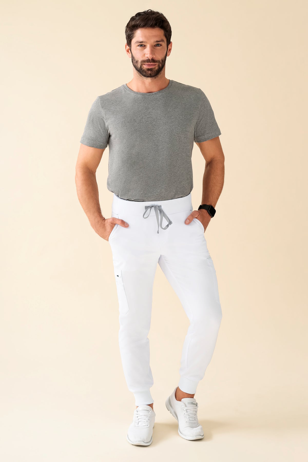 KAERE broek heren - zoom met elastische boord korte maat met beenzak wit