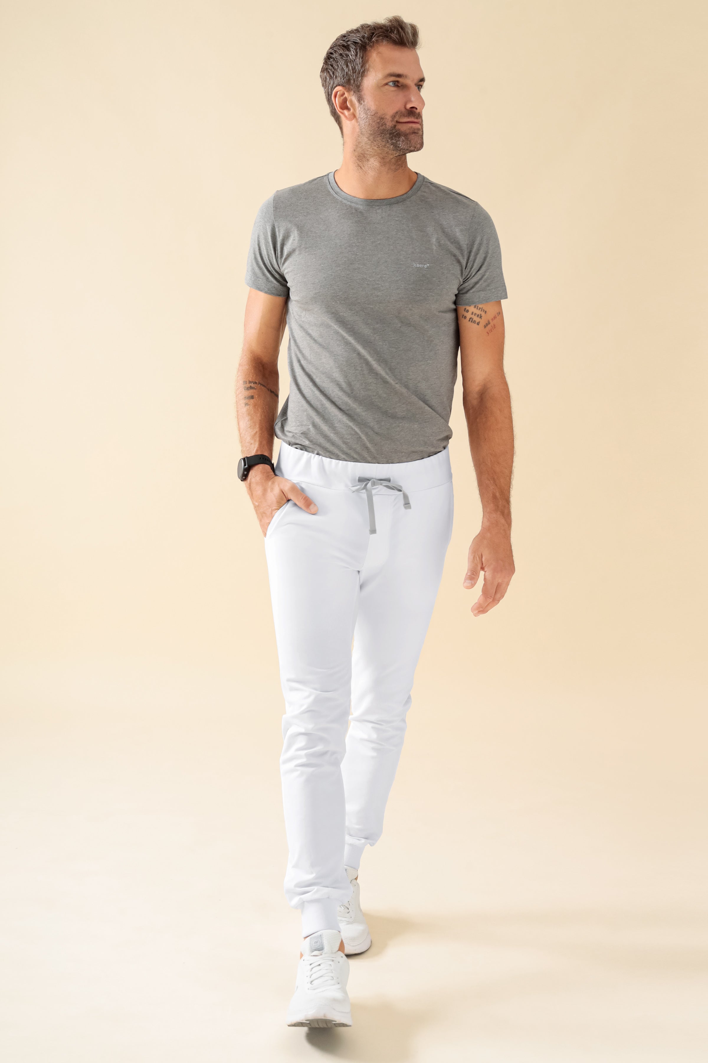 KAERE broek heren - zoom met elastische boord zonder beenzak wit