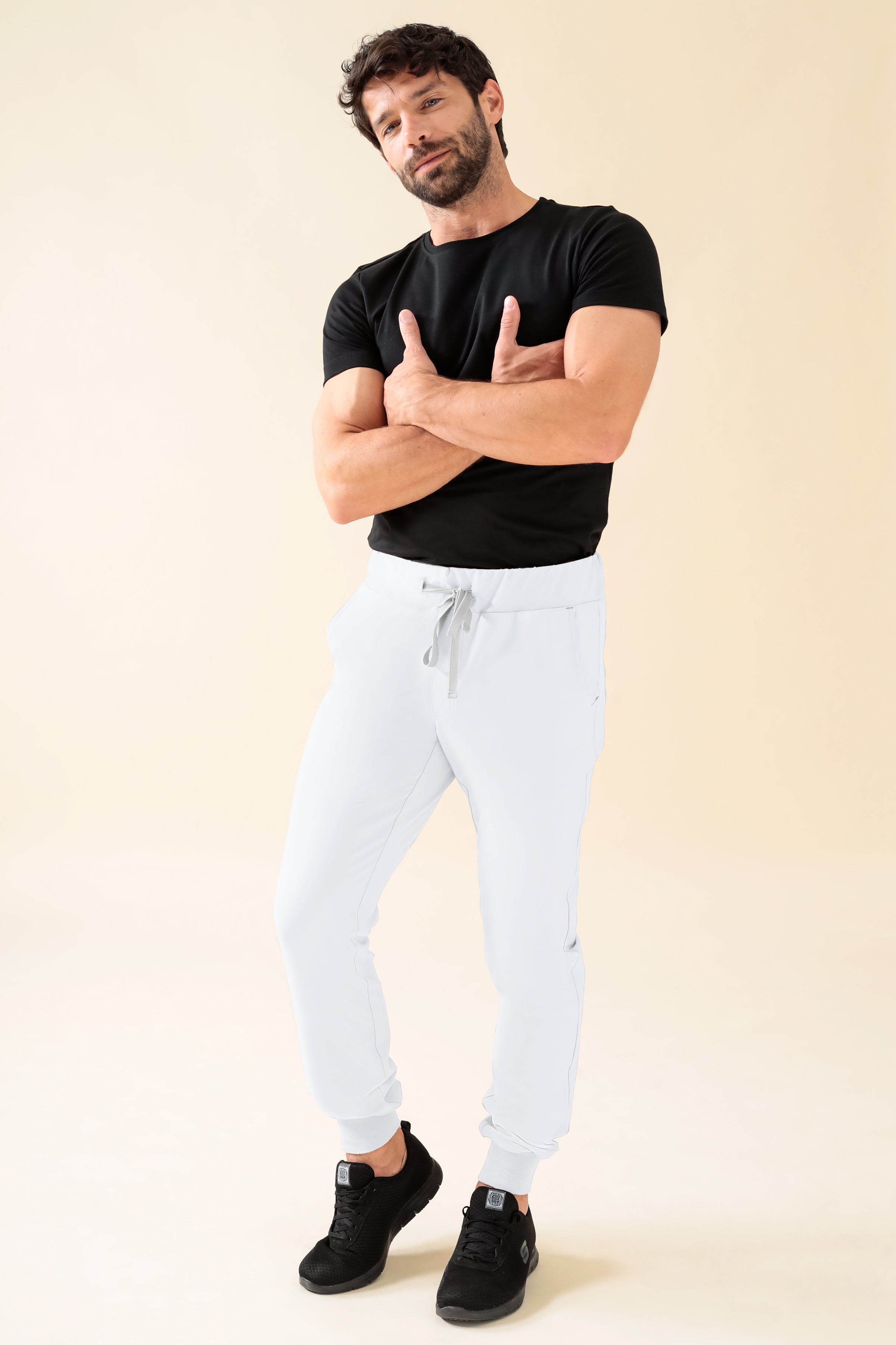 KAERE broek heren - zoom met elastische boord korte maat zonder beenzak wit