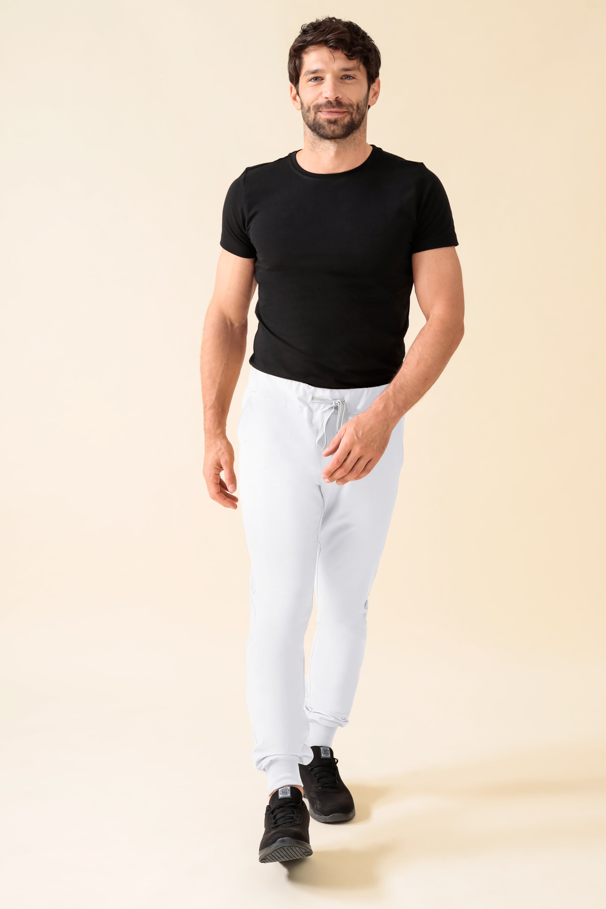 KAERE broek heren - zoom met elastische boord korte maat zonder beenzak wit