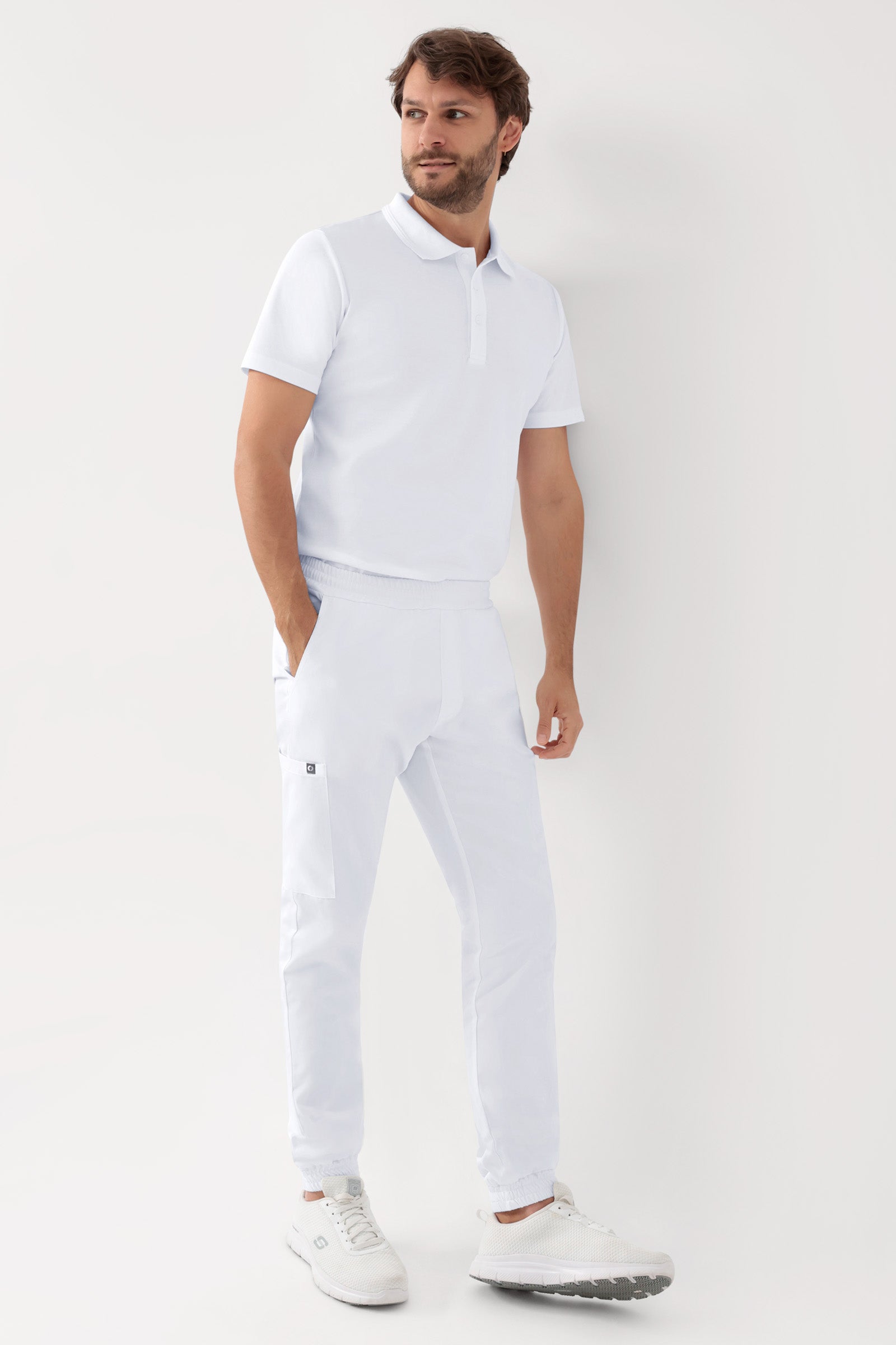 GREEN Stretch broek heren - joggingbroek style wit