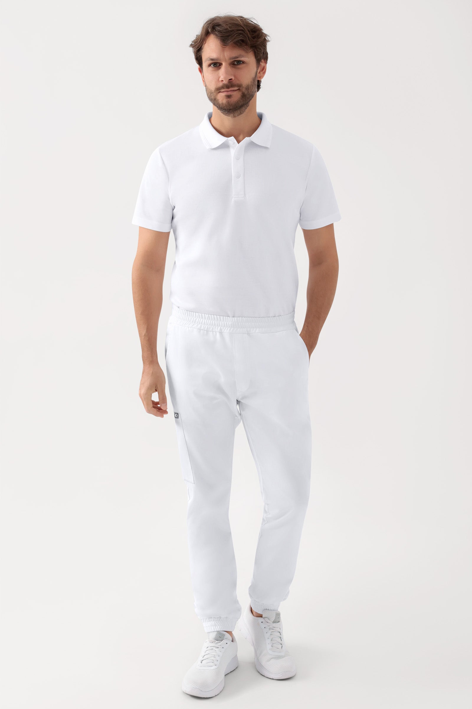 GREEN Stretch broek heren - joggingbroek style wit