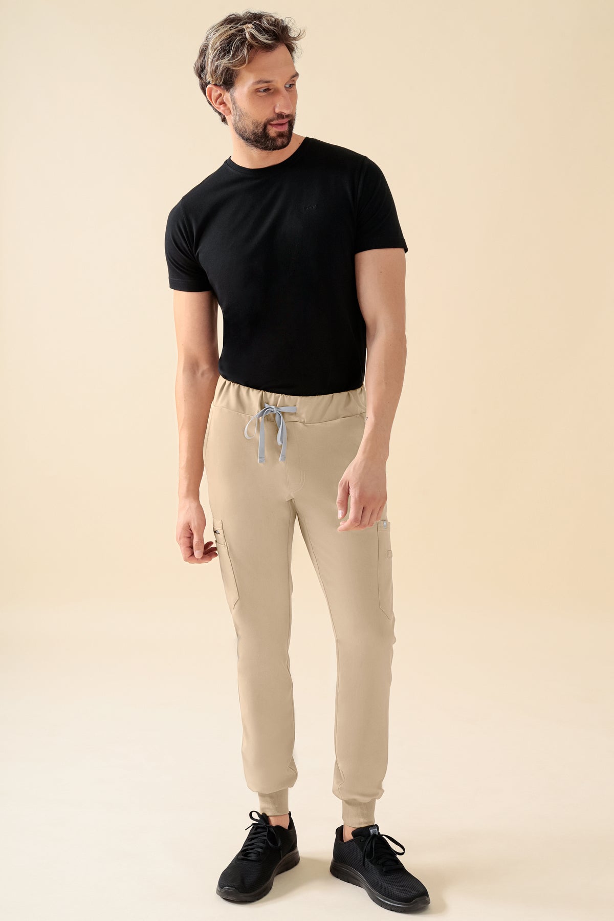 KAERE broek heren - zoom met elastische boord en beenzak zand