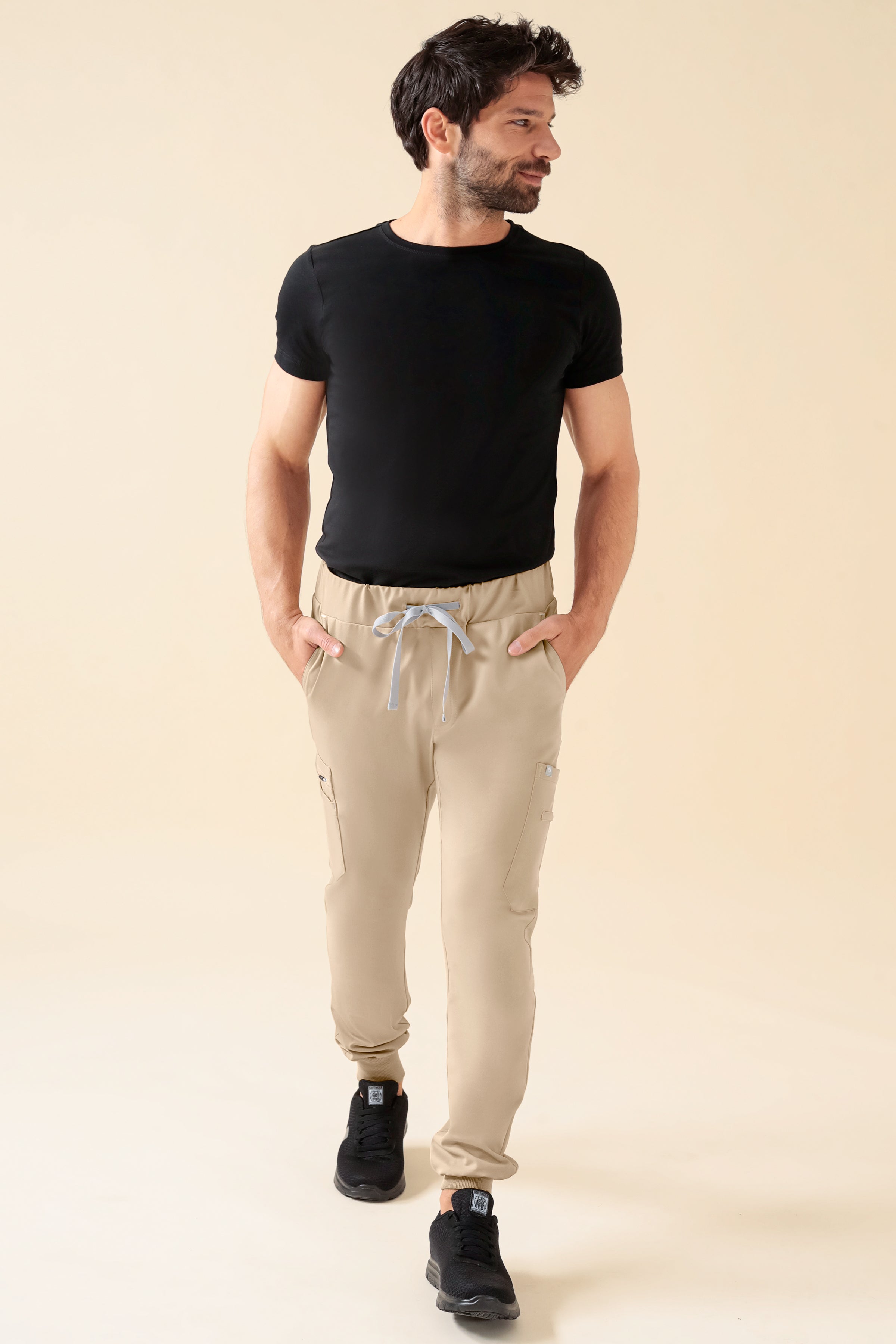 KAERE broek heren - zoom met elastische boord korte maat met beenzak zand