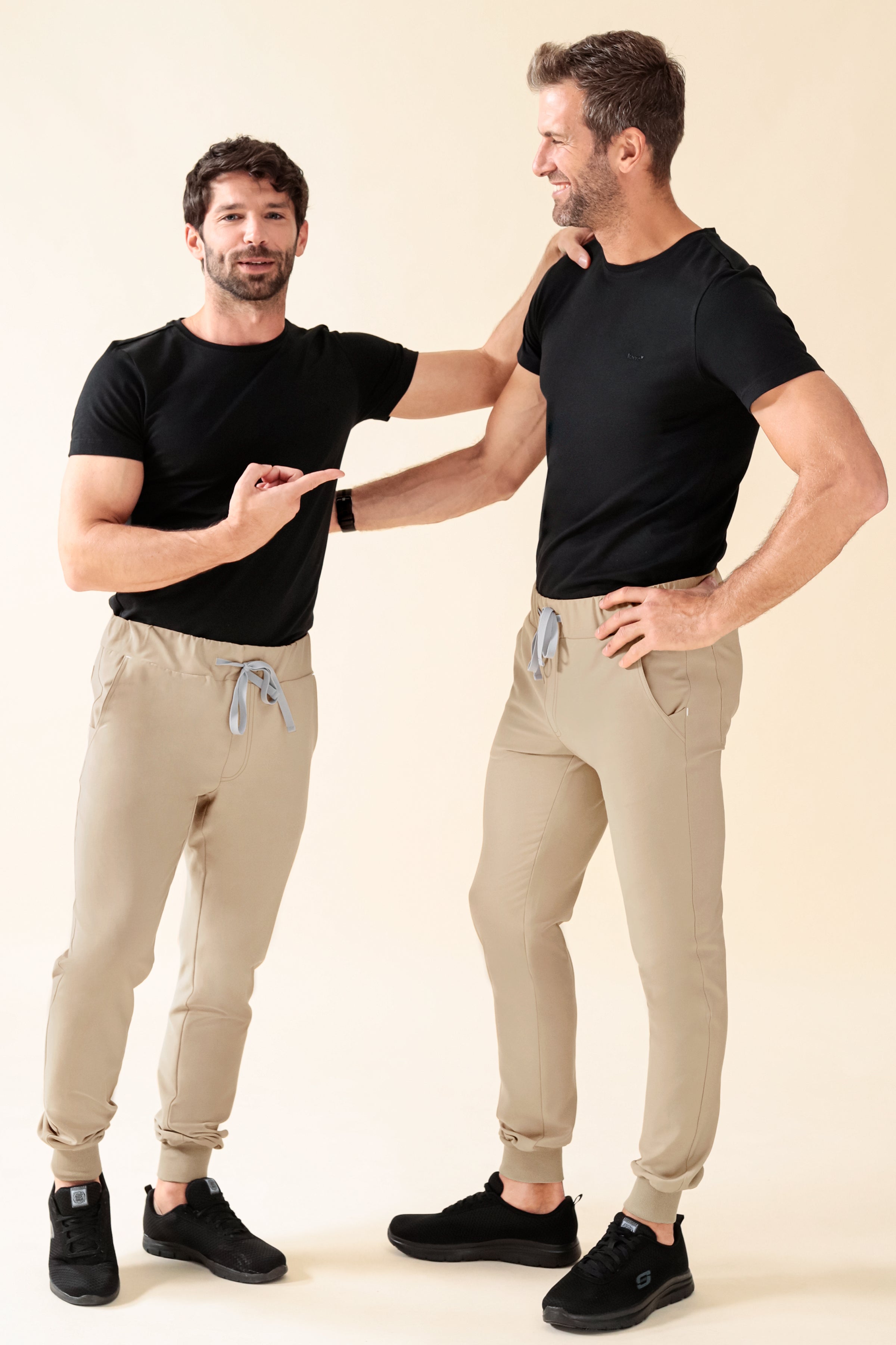 KAERE broek heren - zoom met elastische boord zonder beenzak zand