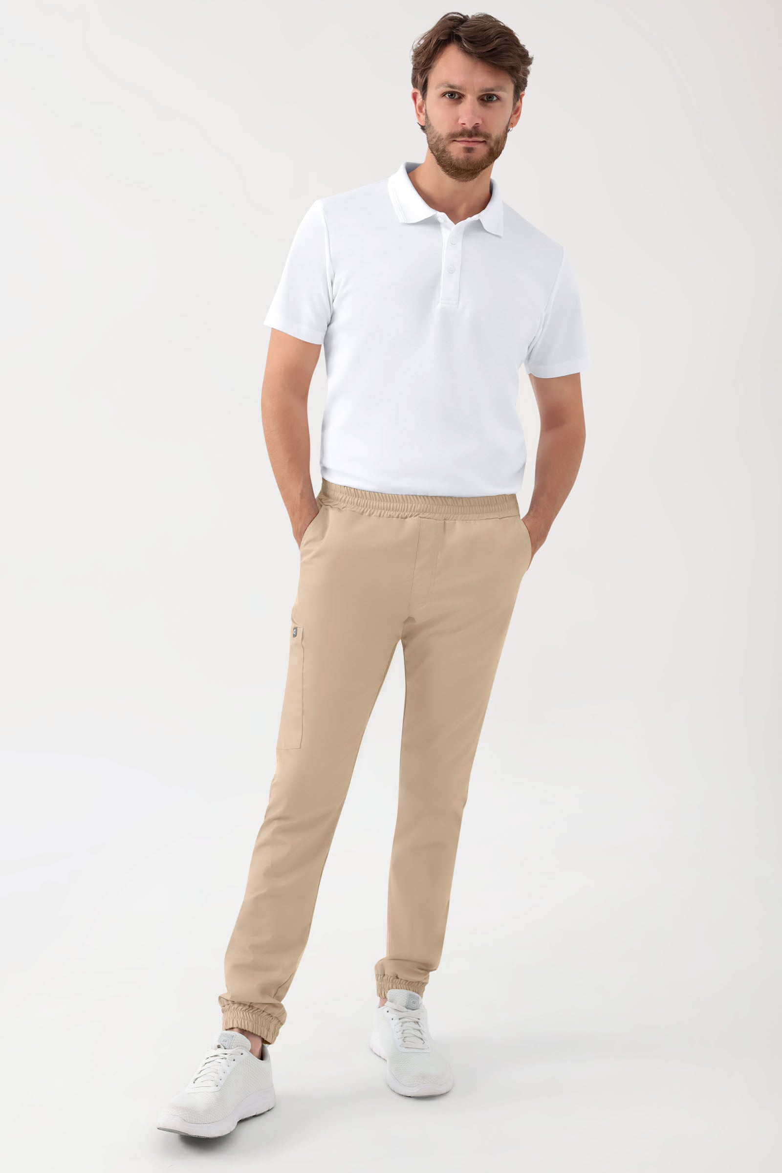 GREEN Stretch broek heren - joggingbroek style zand