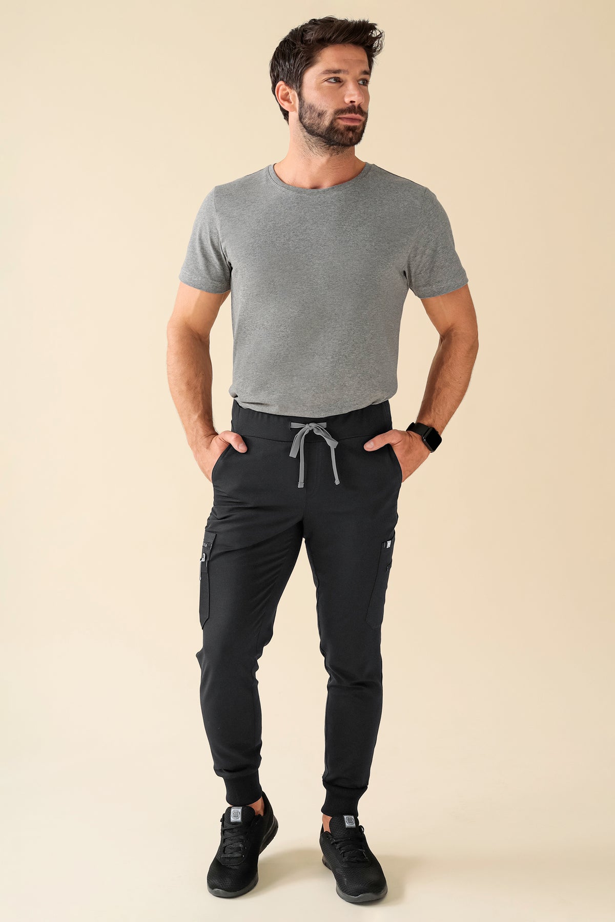 KAERE broek heren - zoom met elastische boord korte maat met beenzak zwart