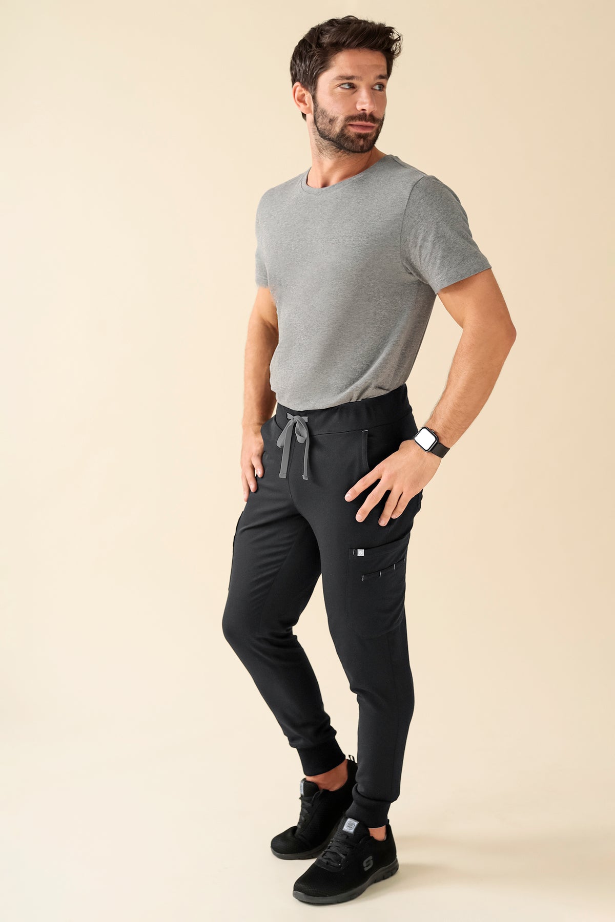 KAERE broek heren - zoom met elastische boord korte maat met beenzak zwart