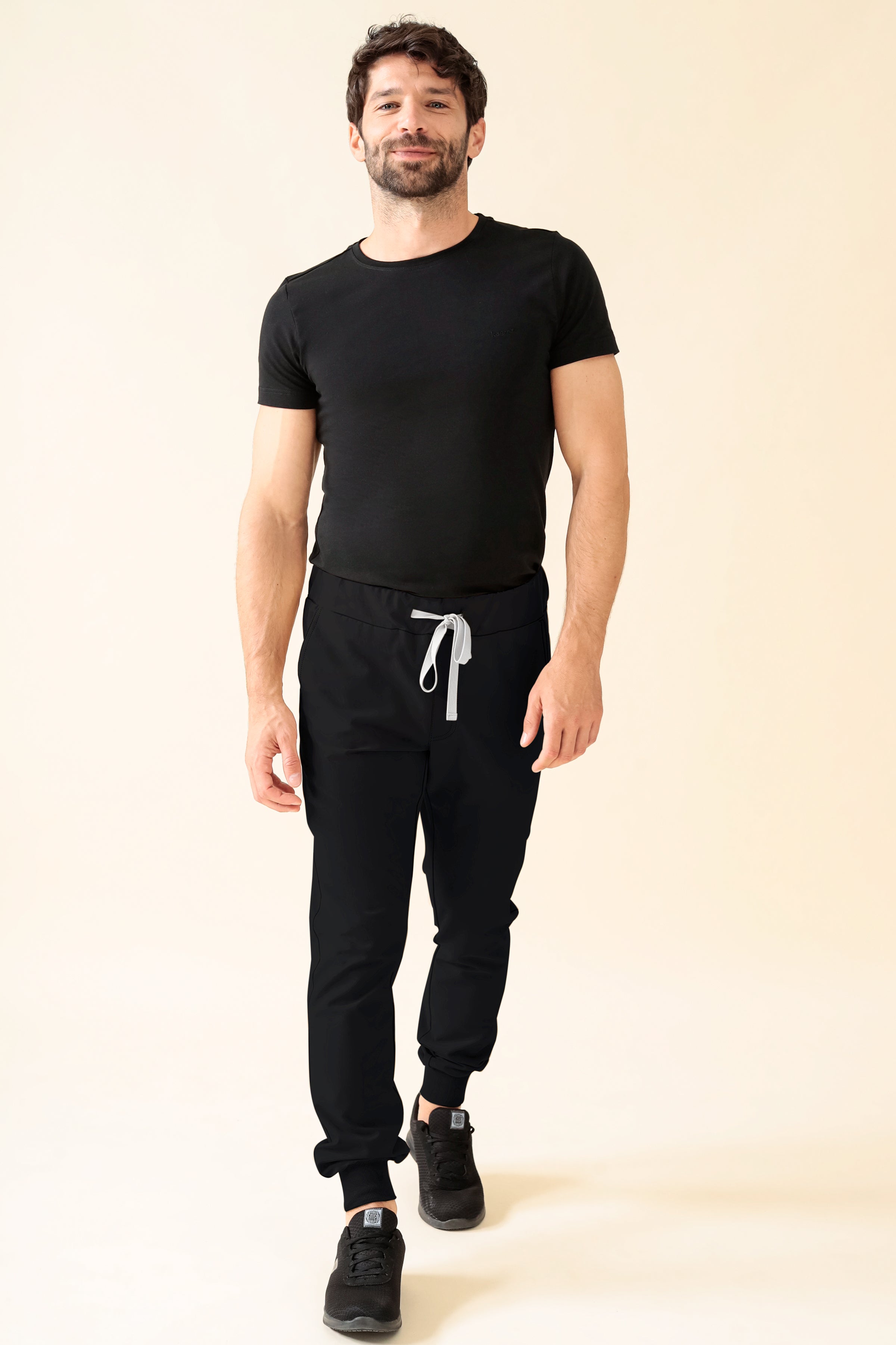 KAERE broek heren - zoom met elastische boord korte maat zonder beenzak zwart