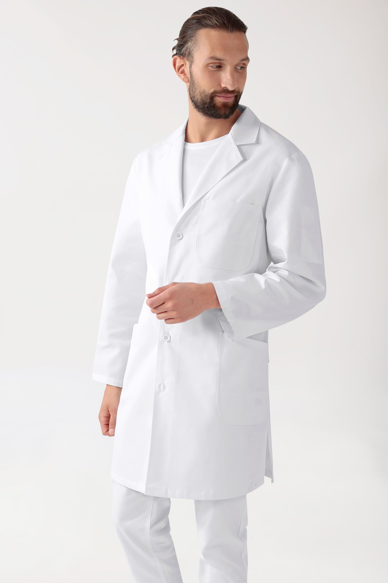 Jas heren-reverskraag-knoopsluiting wit