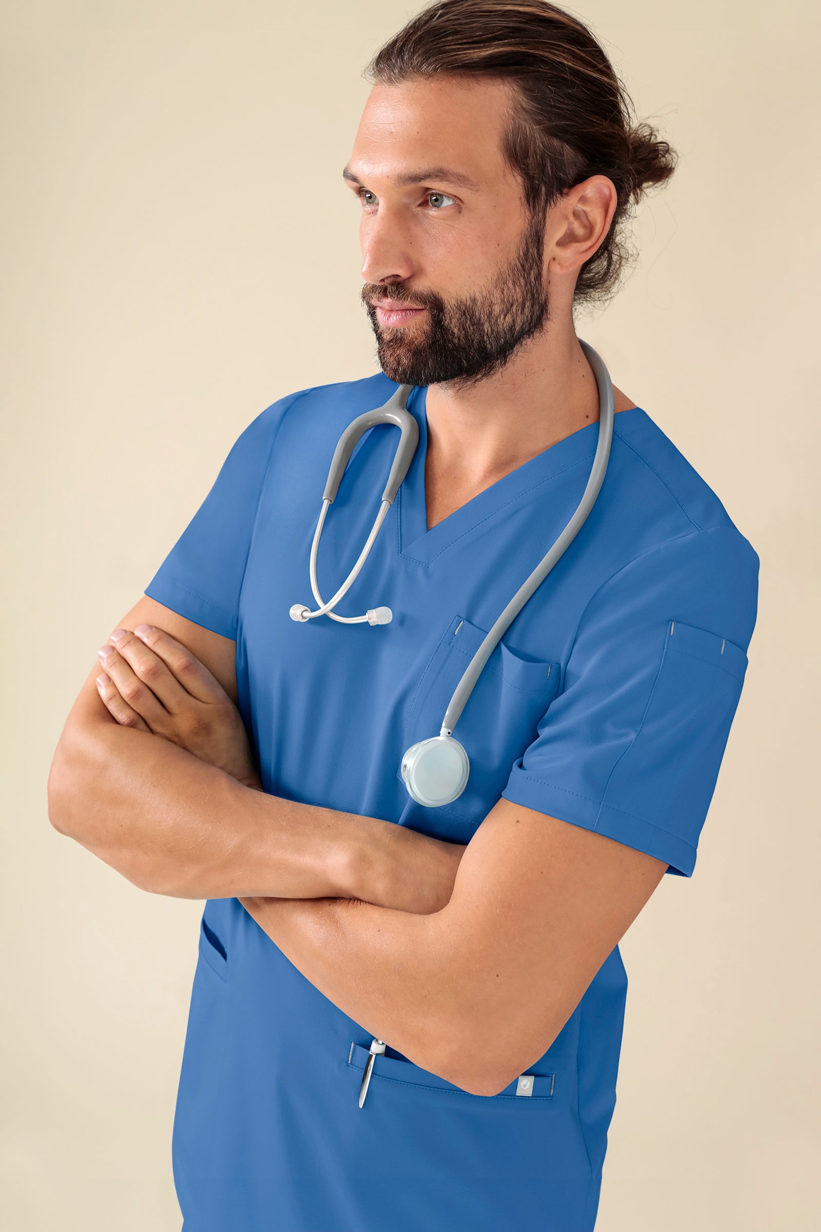 KAERE oversteektuniek heren - V-hals blauw