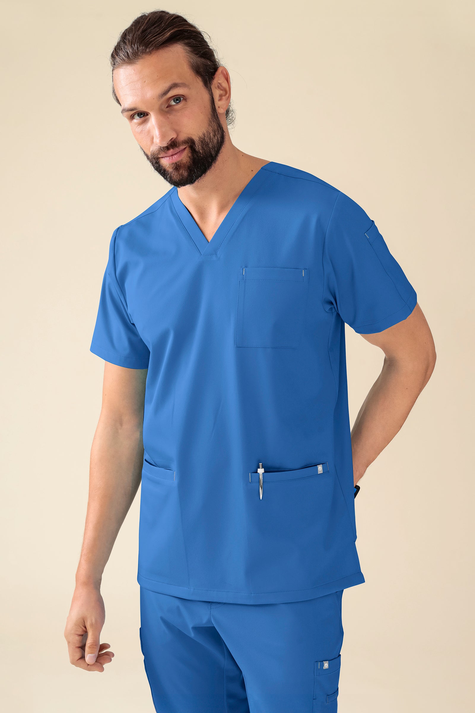 KAERE oversteektuniek heren - V-hals blauw