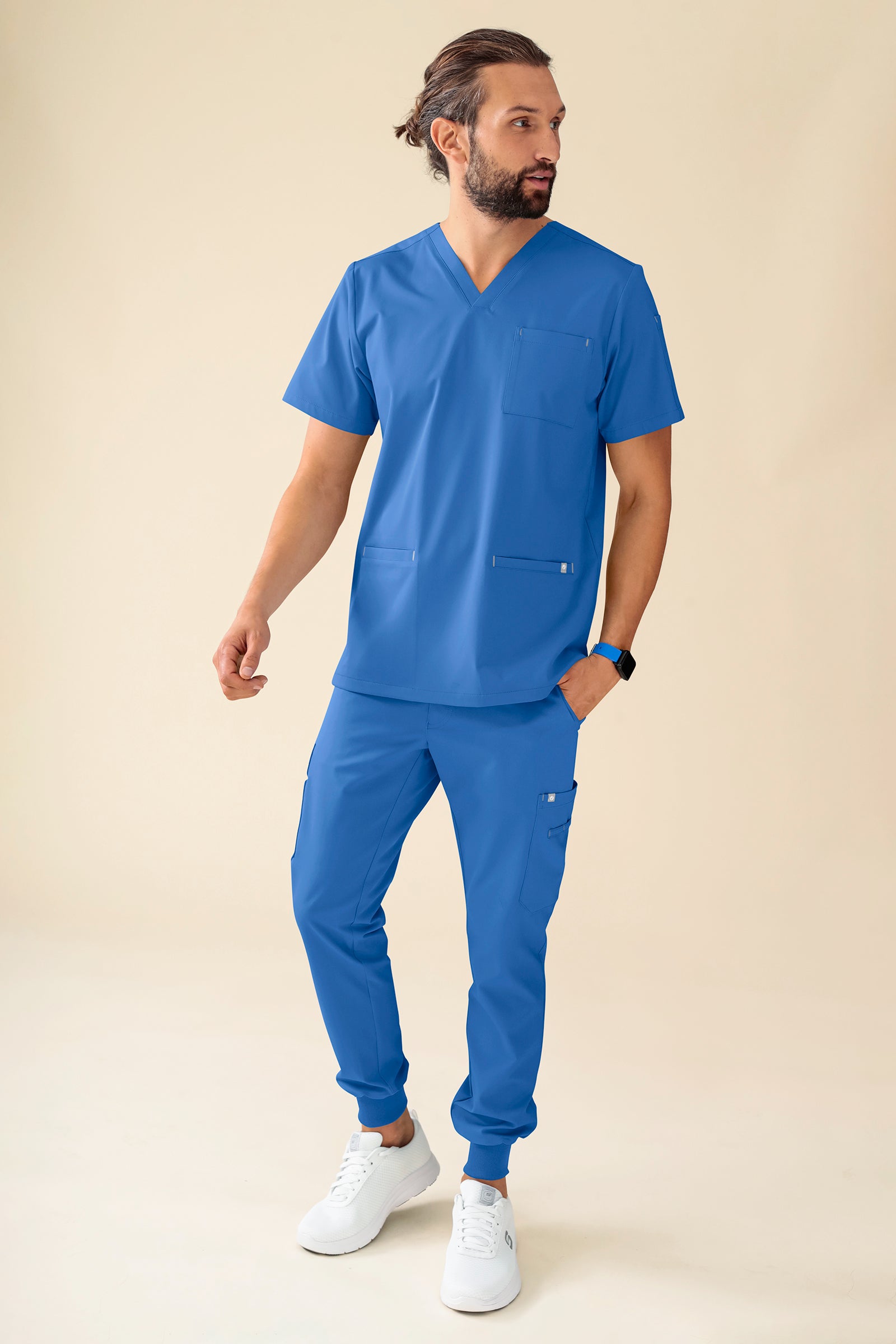 KAERE oversteektuniek heren - V-hals blauw