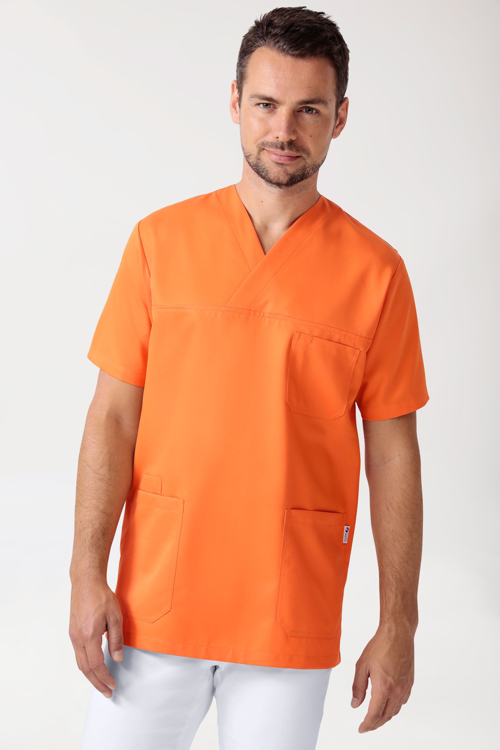 GREEN oversteektuniek heren - V-hals briljant oranje