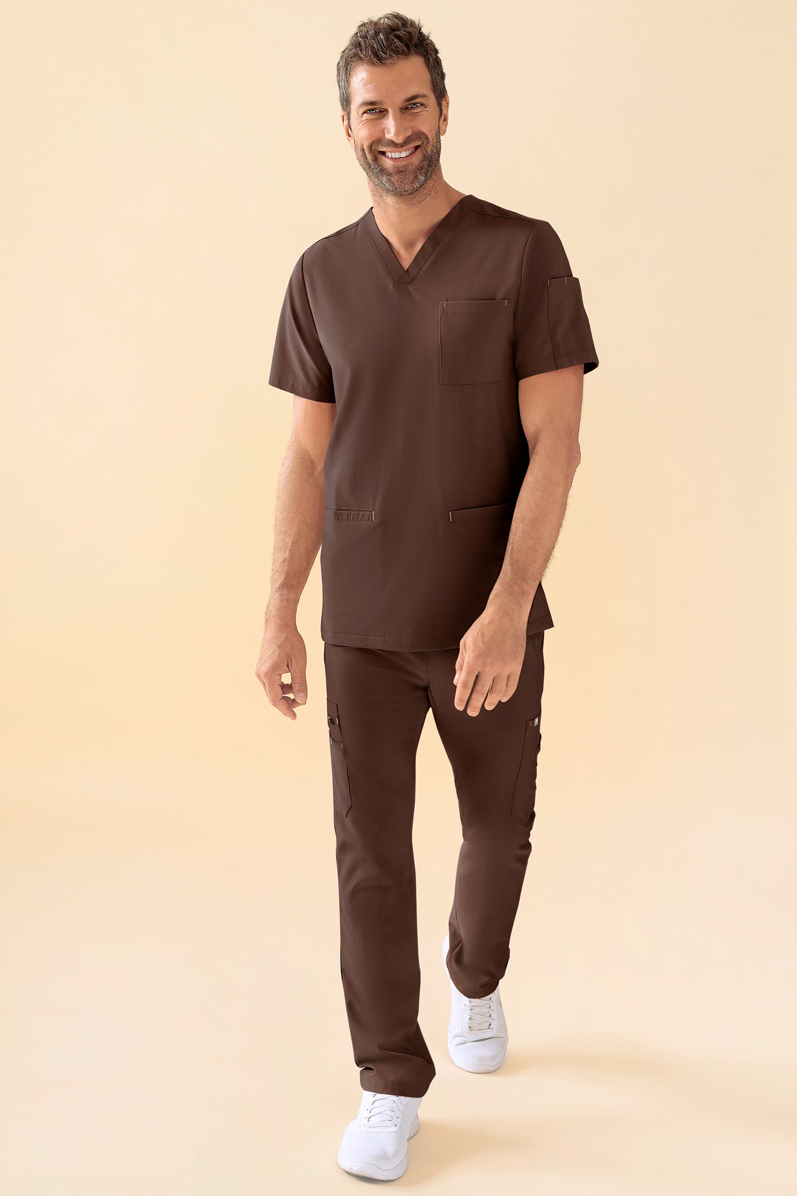 KAERE oversteektuniek heren - V-hals coffee